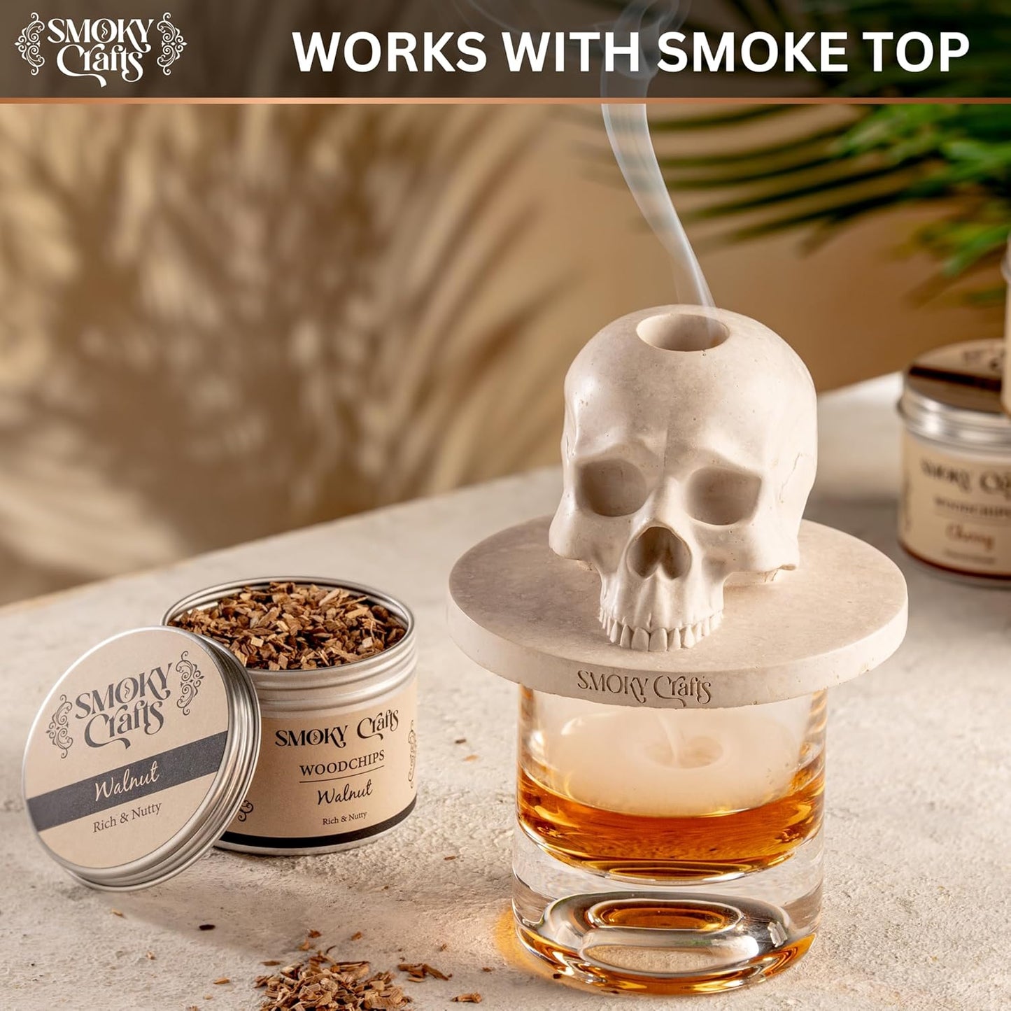Smoky Crafts 5 x 2oz Wood Chips for Cocktail Smoker (Set of 5: Cherry, Hickory, Apple, Mesquite, Walnut) - 5 Flavors of Smoking Gun Wood Chips - Whiskey Gifts for Men