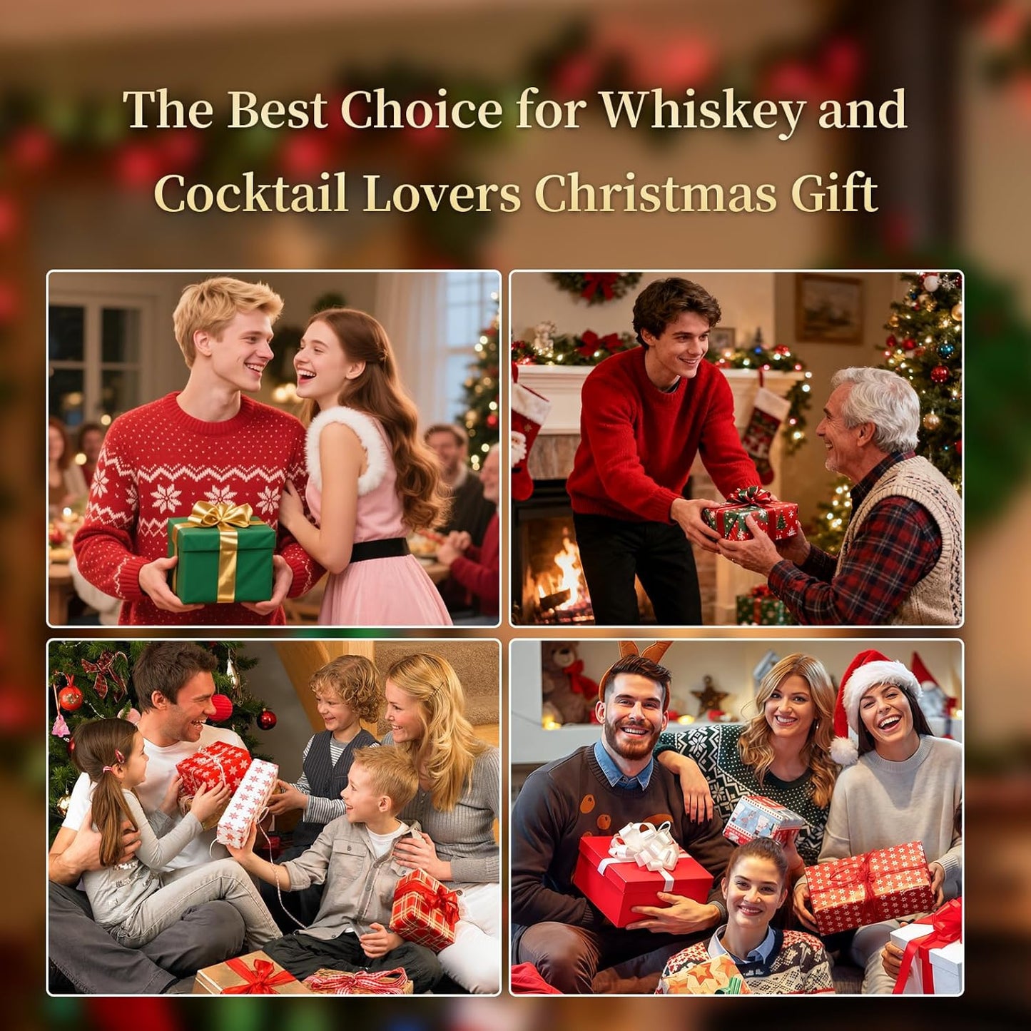 Cocktail Smoker Kit, for Bourbon Whiskey Drink, Whiskey Smoker Kit, Old Fashioned Drink Smoker with 4 Flavors Wood Chips, for Men, Dad, Husband