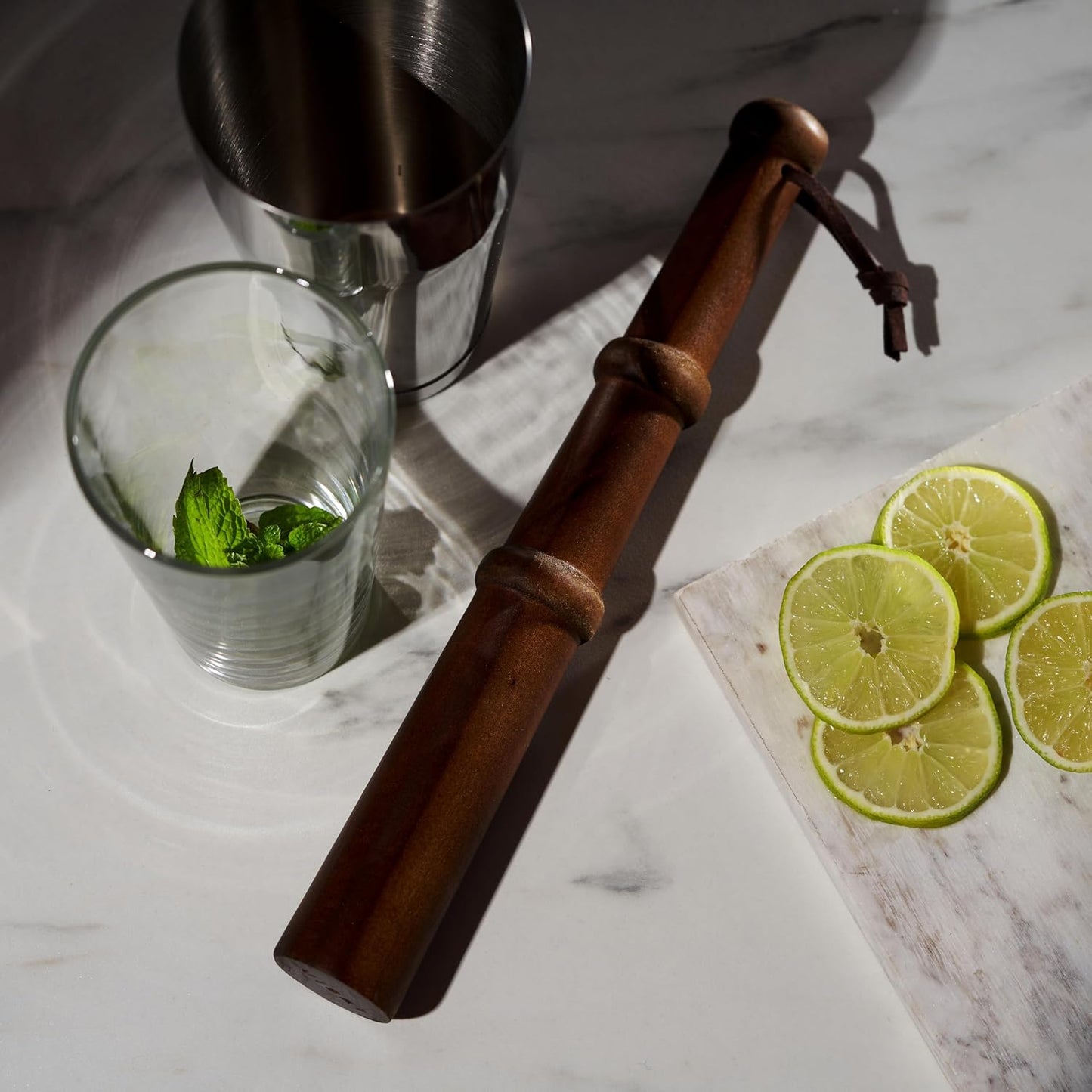 Viski Acacia Wood Cocktail Muddler Bar Utensils, Wooden Muddler Bar Essentials, Barware Muddler for Cocktails, 12in Wood Set of 1