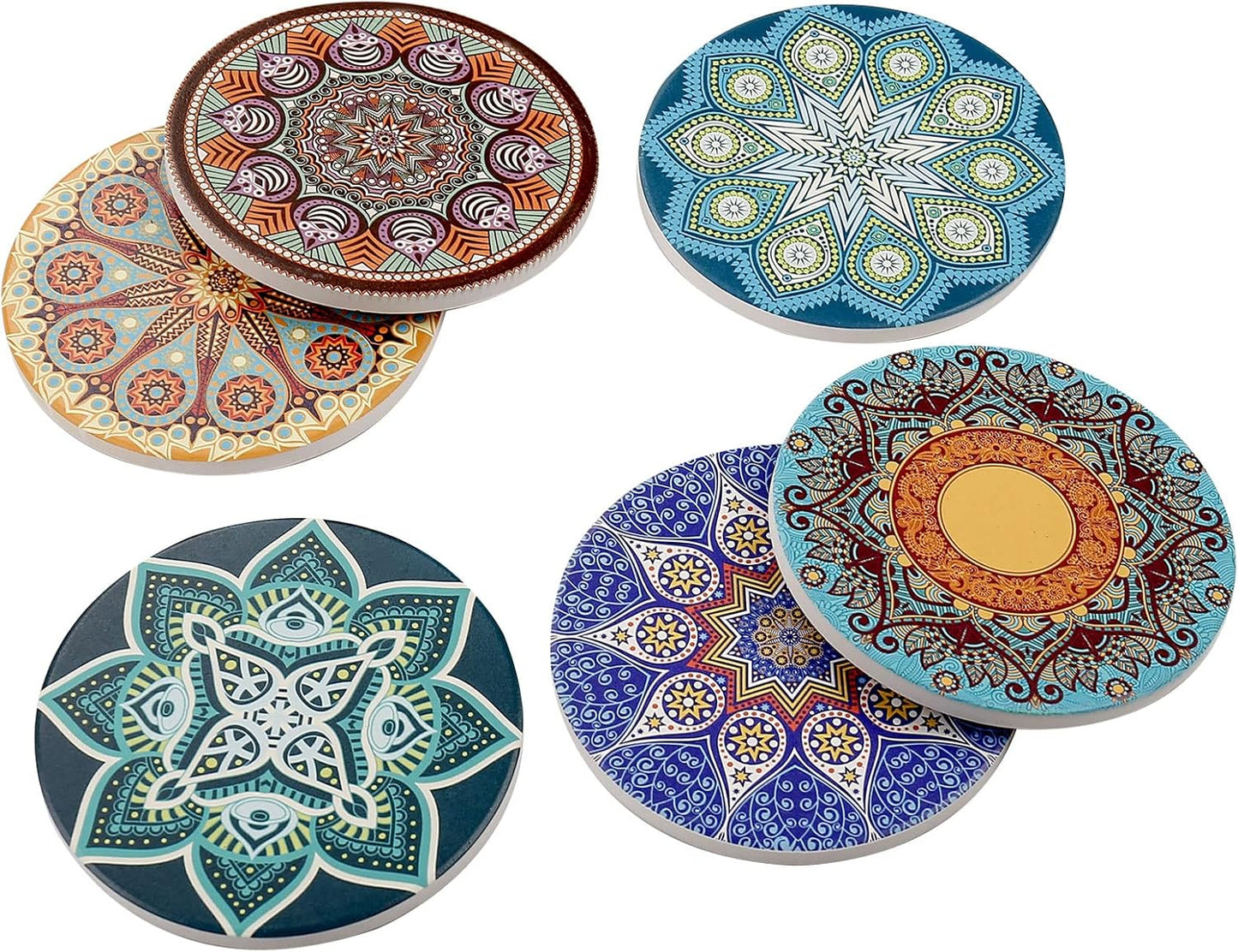 LogHog Stylish and Functional Drink Coasters - Set of 6 Coasters for Coffee Table, Absorbent Coasters for Drinks - Protects Furniture and Adds Decor to Your Home