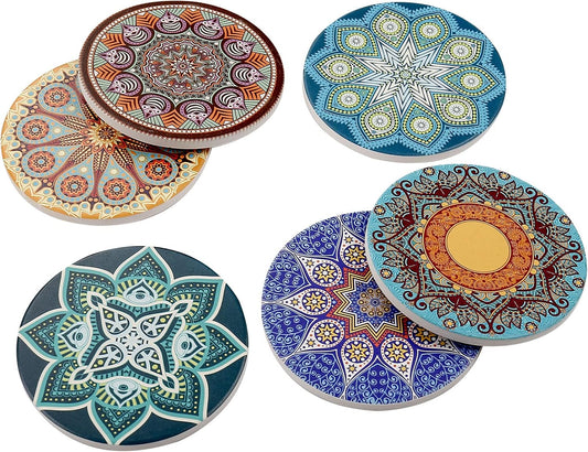 LogHog Stylish and Functional Drink Coasters - Set of 6 Coasters for Coffee Table, Absorbent Coasters for Drinks - Protects Furniture and Adds Decor to Your Home