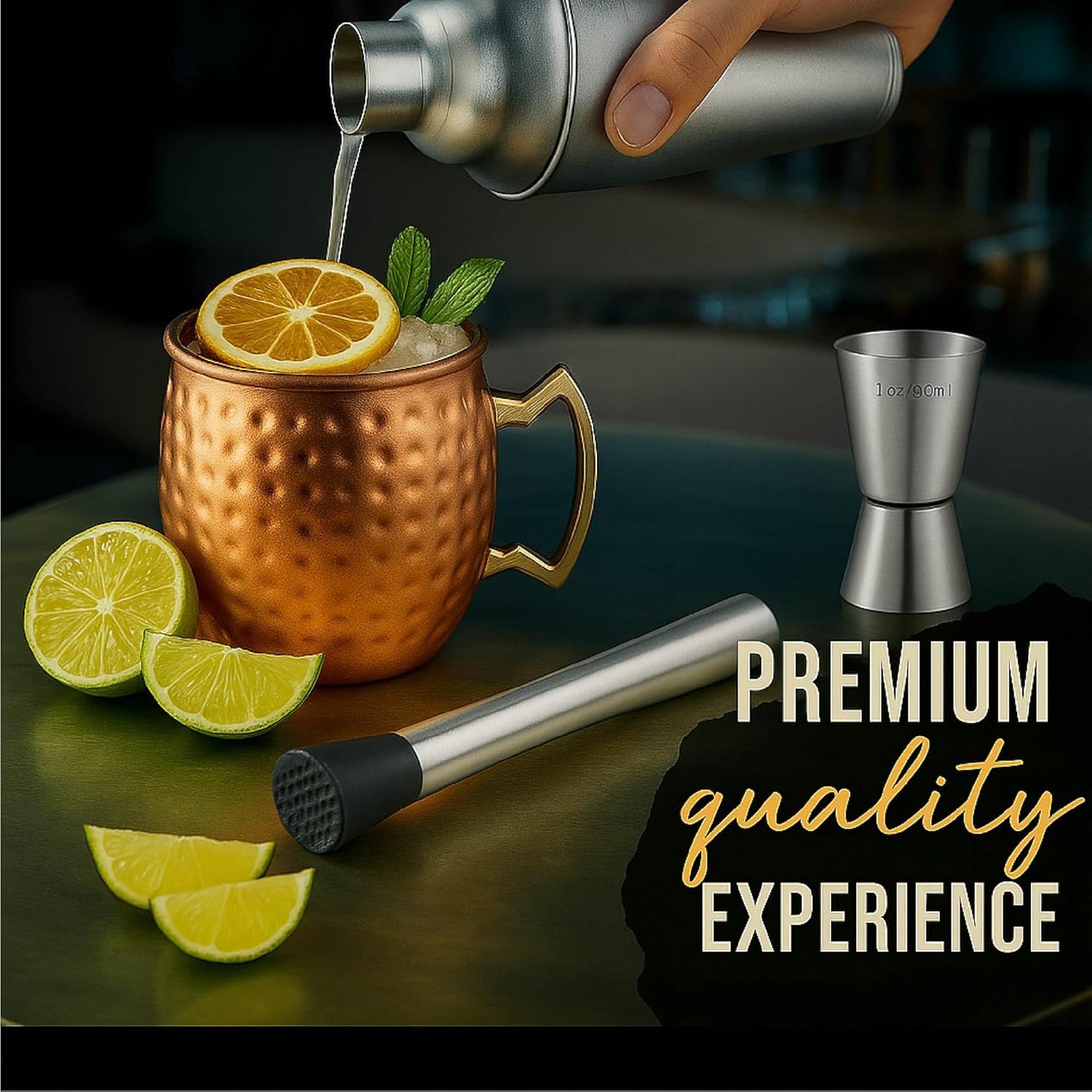 Moscow Mule Kit Gift Set - 2 Copper Mugs - 11 Botanicals - Stainless Steel Shaker & Jigger - Mudder - Recipe Book - Moscow Mule Cocktail Kit - Valentine Gifts for Women - Accessories for Infusion
