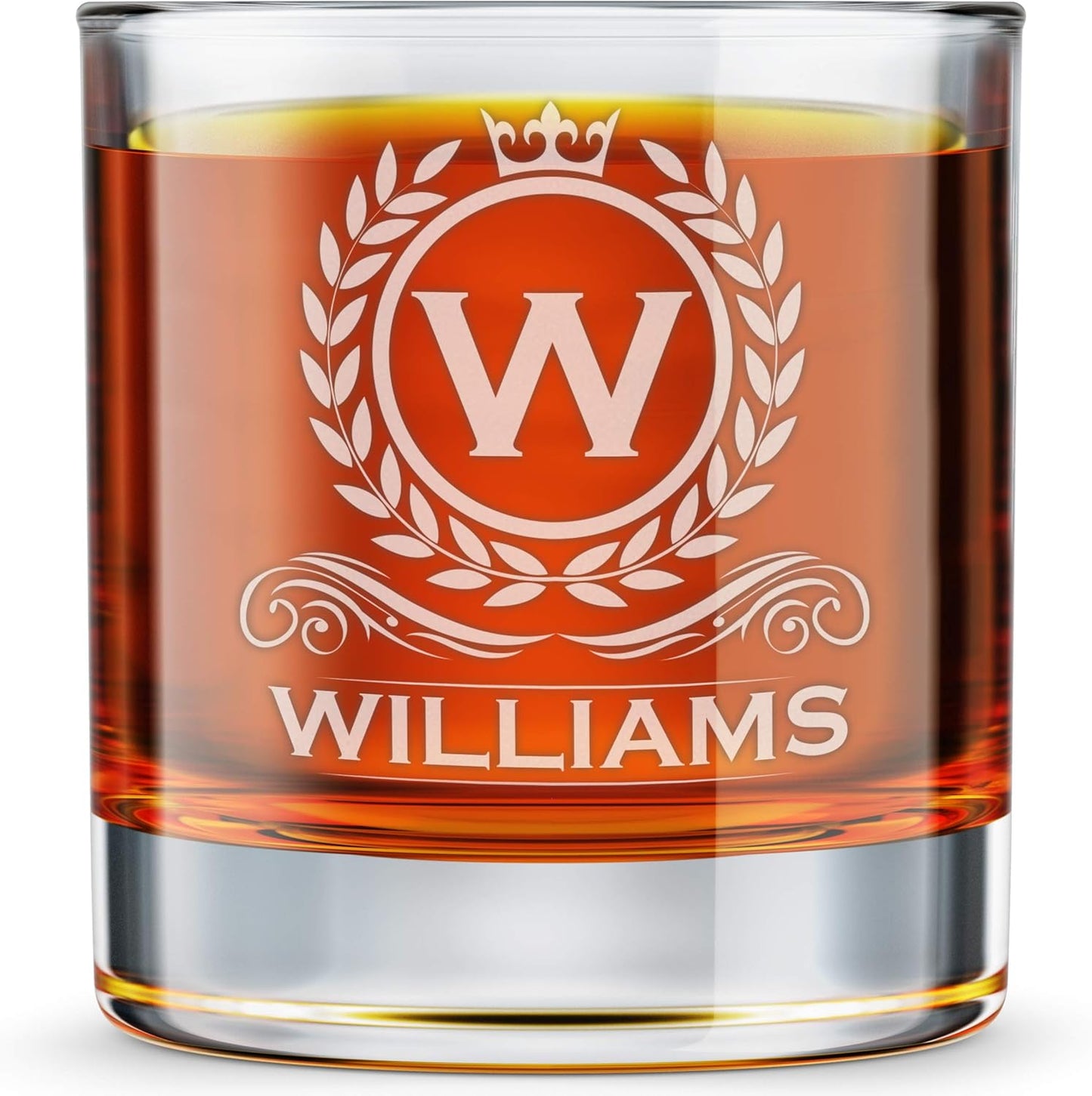 Personalized Whiskey Glass, Engraved Monogram Rocks Cocktail Glass, 10.25 oz Custom Bourbon Gift For Men