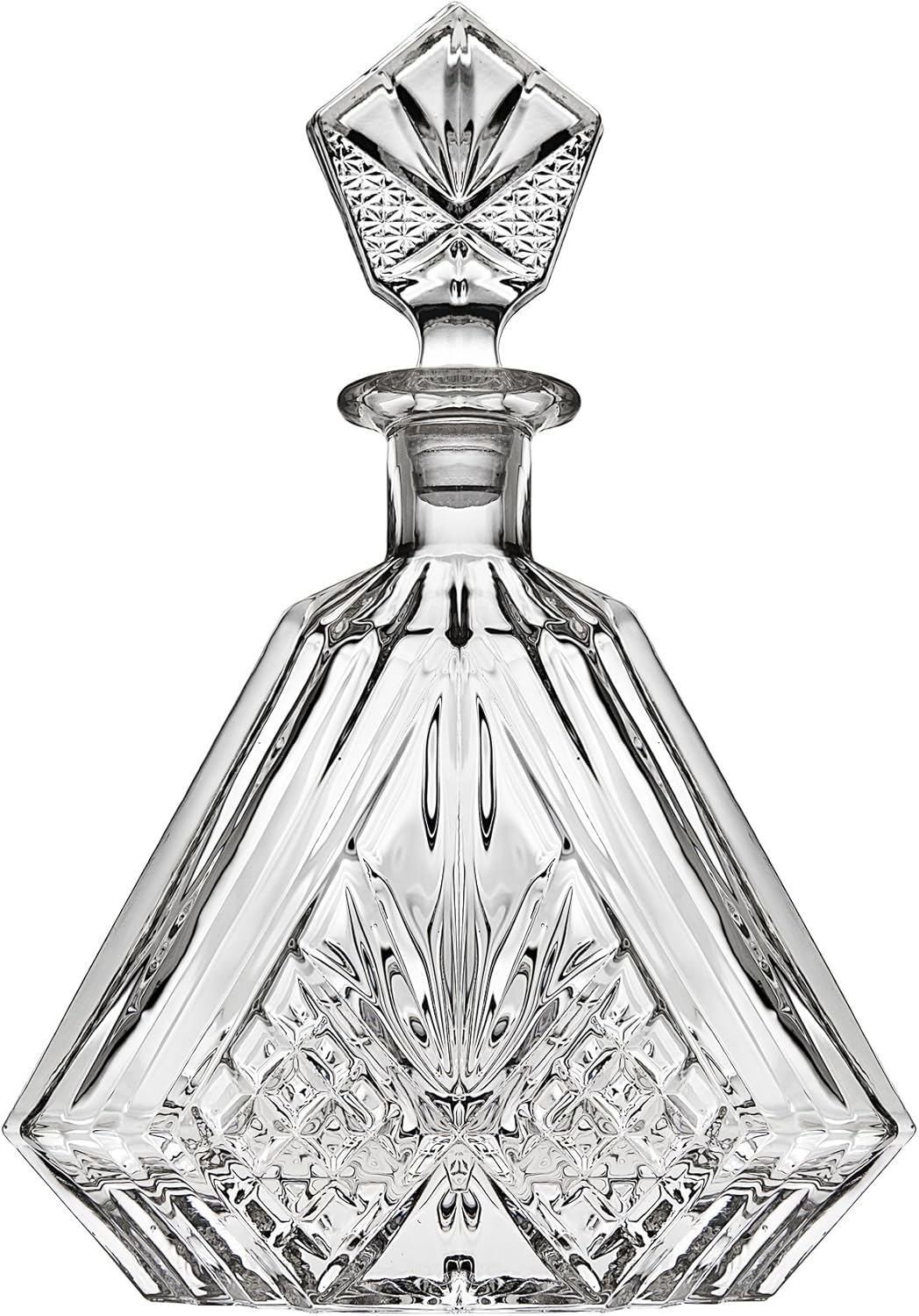 Whiskey Decanter for Liquor Scotch Bourbon or Wine, Irish cut Triangular - 750ml