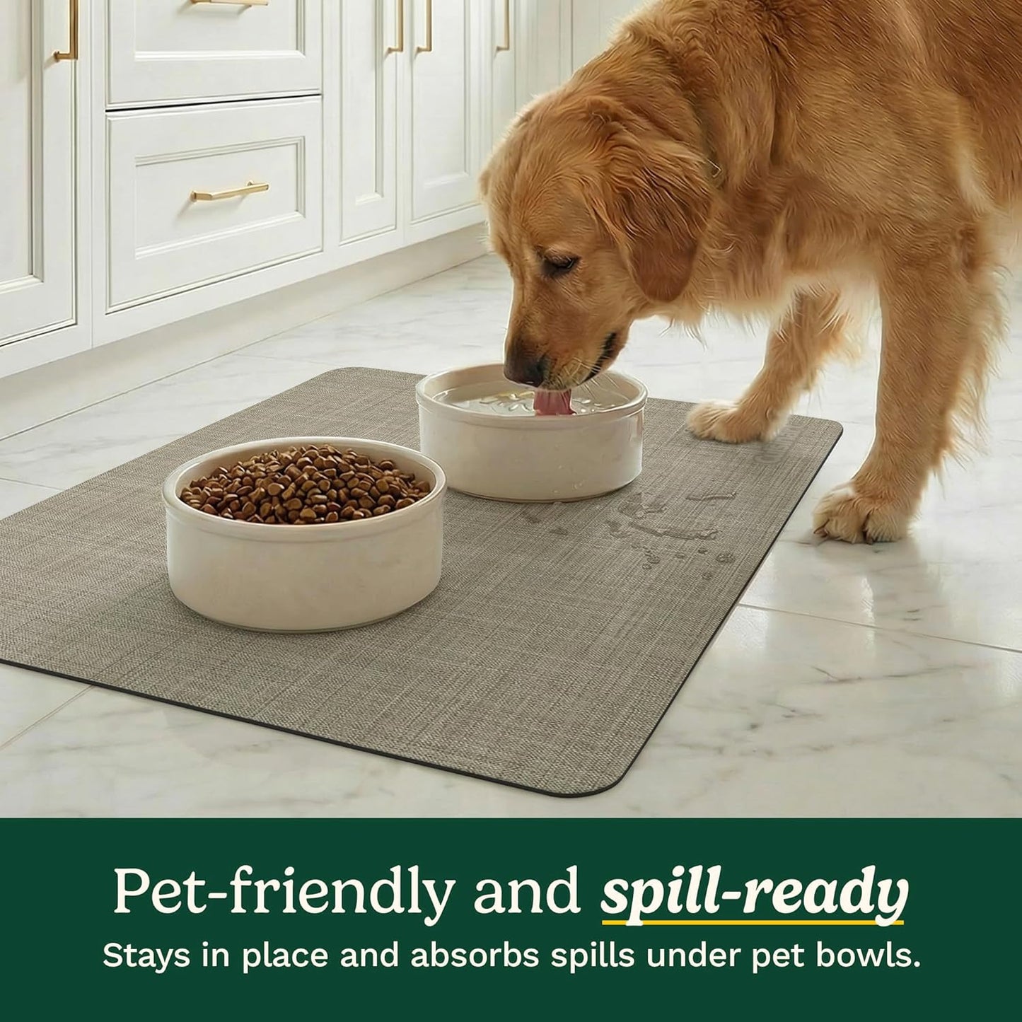 Cuisinart Coffee Mat for Countertop (2 Pack)–Quick-Dry Absorbent Coffee Bar Mat for Espresso Machines & Brew Stations, Also Use as a Dish Drying Mat on Kitchen Counter, Non-Slip, Easy Care, 15” x 20”