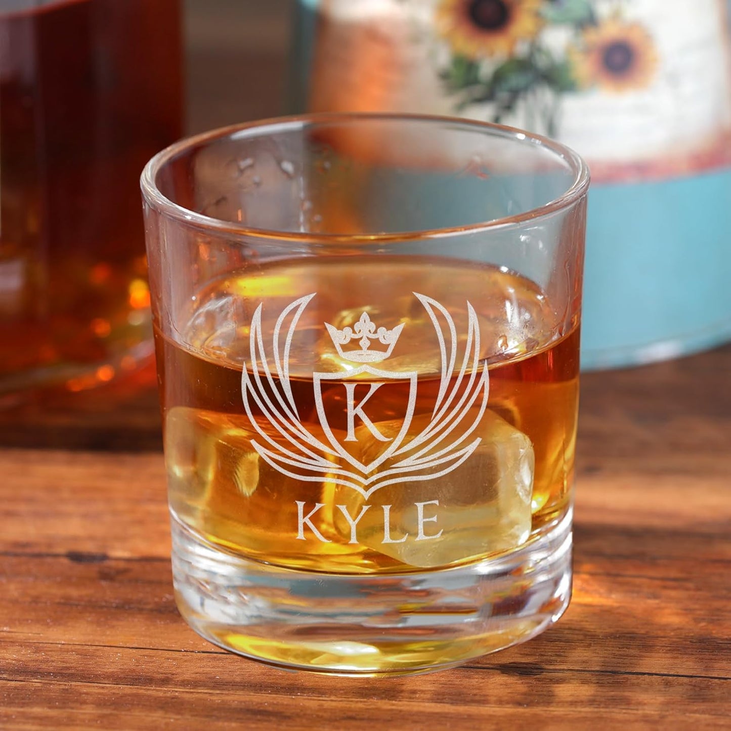 Personalized Whiskey Glass Engraved with Your Custom Text - Etched 12oz Bourbon Glass for Cocktails, Customized Gift For Men Him Husband Birthday, Your Text Here (Personalized, Old Fashioned Glass)