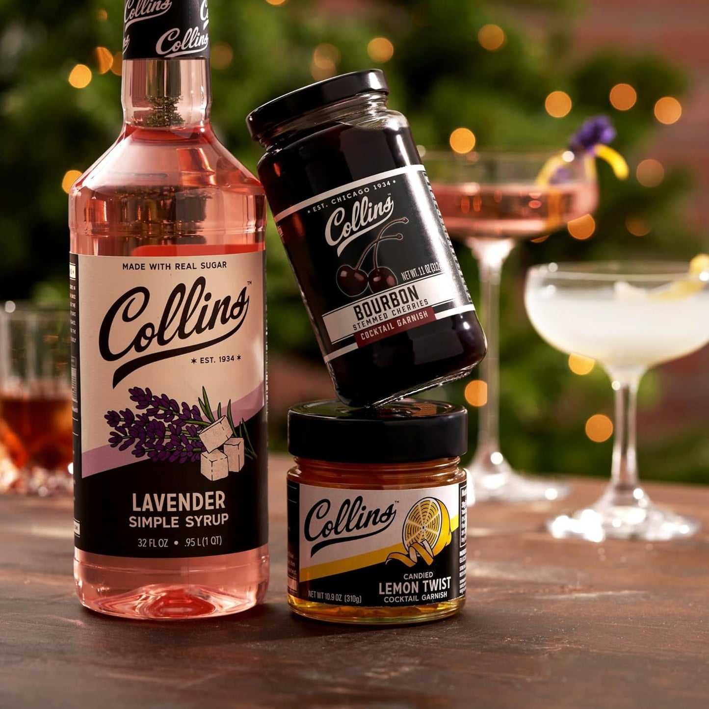 Collins Candied Fruit Orange Peel Twist in Syrup, Popular Cocktail Garnish for Skinny Margarita, Martini, Mojito, Orange Peel for Old Fashioned Drinks, Baking, Desserts, Salad, 10.9 oz