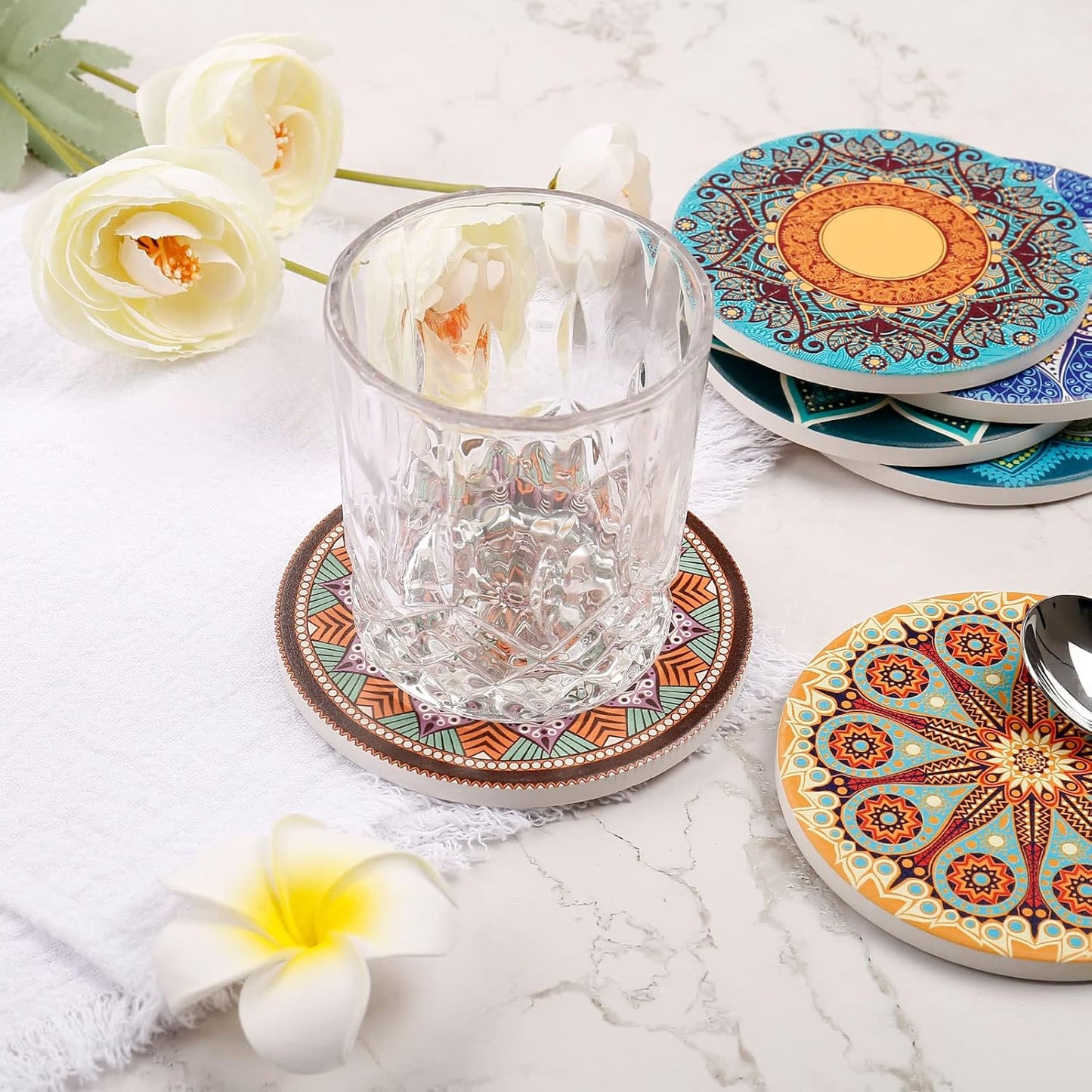 LogHog Stylish and Functional Drink Coasters - Set of 6 Coasters for Coffee Table, Absorbent Coasters for Drinks - Protects Furniture and Adds Decor to Your Home