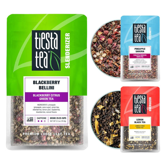 Tiesta Tea - Summer Mocktail Kit, Loose Leaf, Premium Gift Box, 3 Pouches, Caffeinated, Make Hot & Iced, Tea Set with Green, White & Black, Brews 25 Cups per Bag