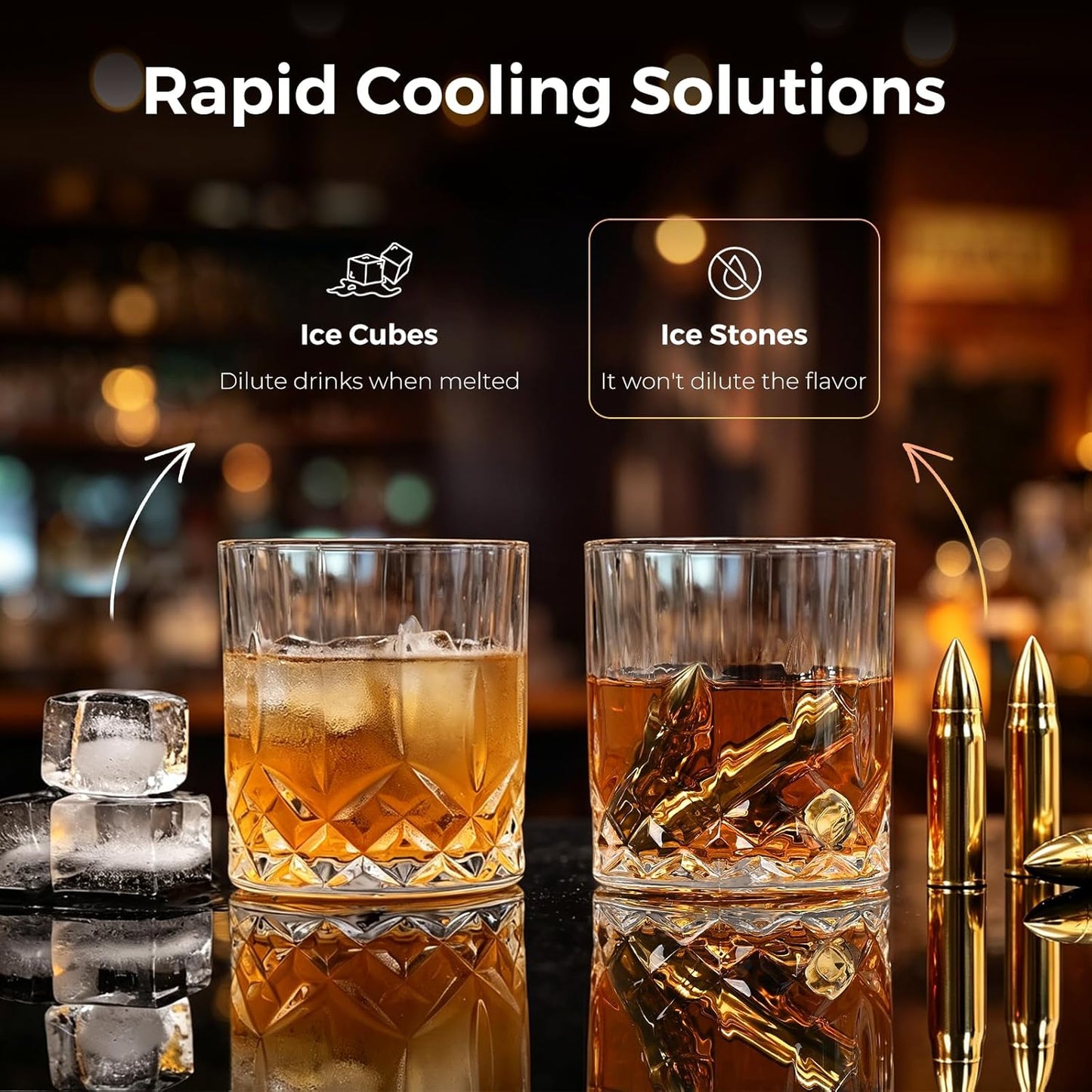 EooCoo Fathers Day Dad Gifts, Whiskey Stones Gift Set with 6 Pcs Stones and Box, Reusable Ice Cubes for Drinks, Cool Gadgets Bourbon Mens Birthday Gifts for Dad, Husband, Whiskey Lover