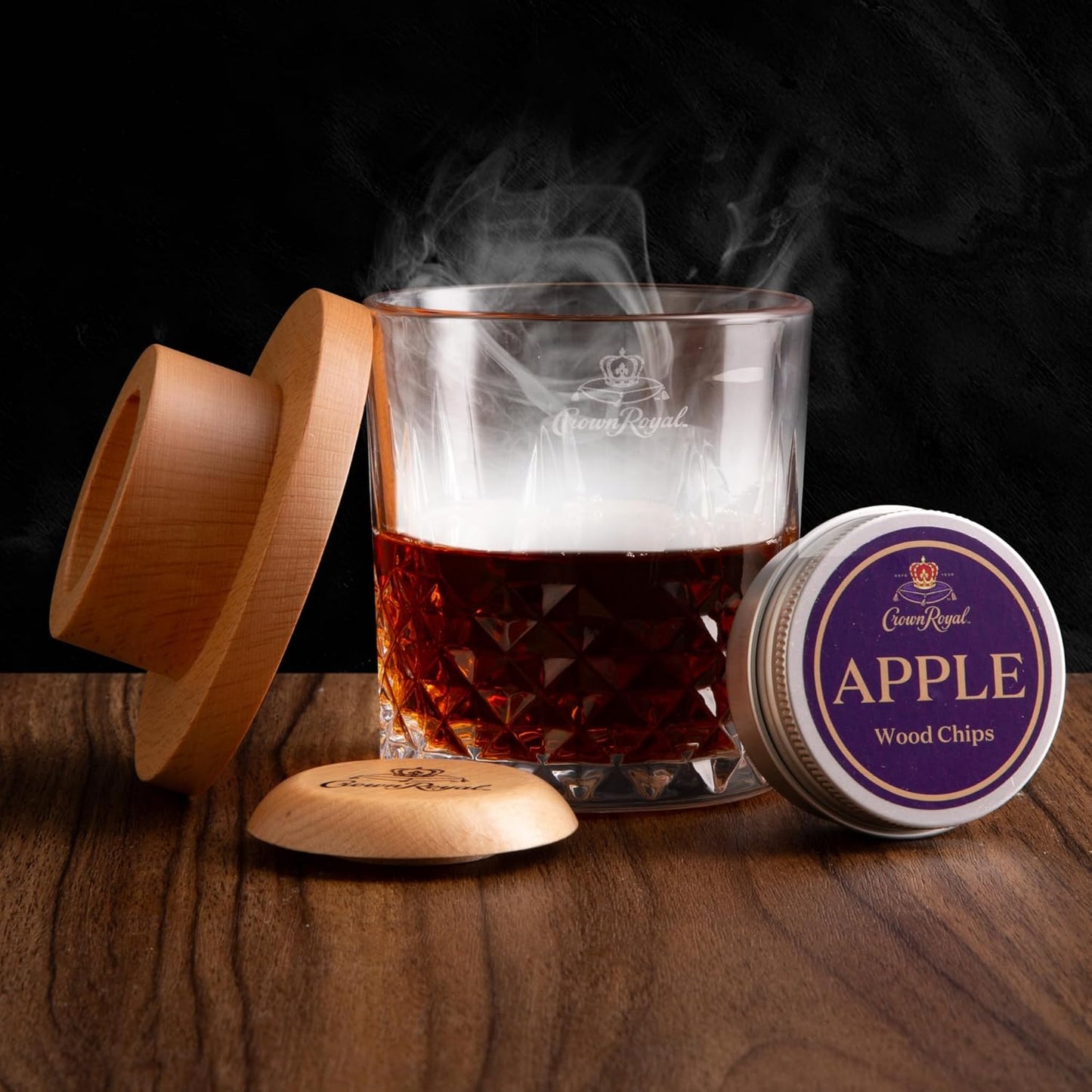 Crown Royal Cocktail Smoking Kit – Premium 10-Piece Whiskey Smoker Set with Butane Torch, Wood Chips (Oak, Apple, Cherry, Pecan), Mesh Burn Cups & Wooden Lid – Gift Set for Whiskey & Bourbon Lovers