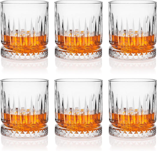 Whiskey Glasses Set of 6, 11oz Old Fashioned Cocktail Glasses, Lead-free Crystal Scotch Bourbon Glass, Whiskey Tumblers for Scotch Bourbon