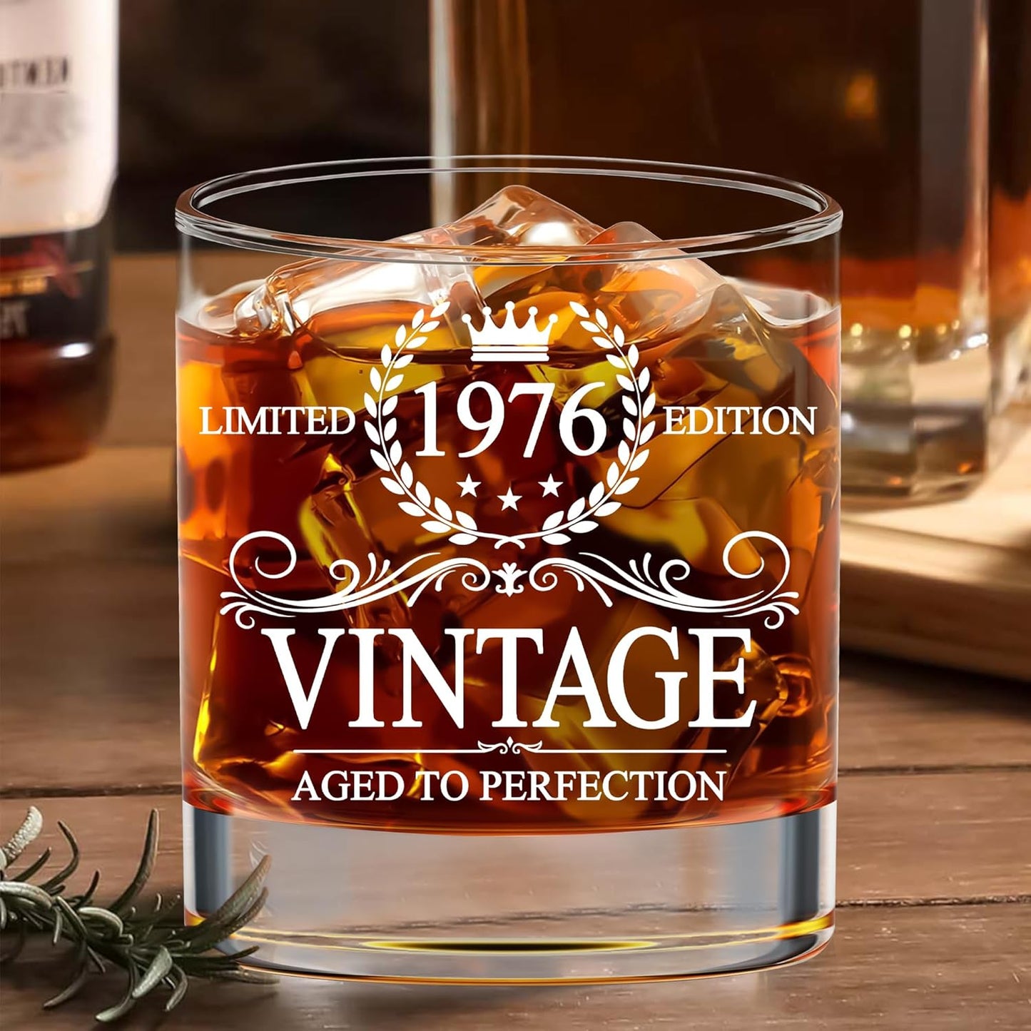 GLAKEUN 50th Birthday Decorations for Men - Men 1976 Birthdays Gift Ideas - Gifts for Men Turning 50-50th Bday Present Idea From Her, Wife - Birthday Gifts for Him 1976 - Vintage 1976s Rock Glass