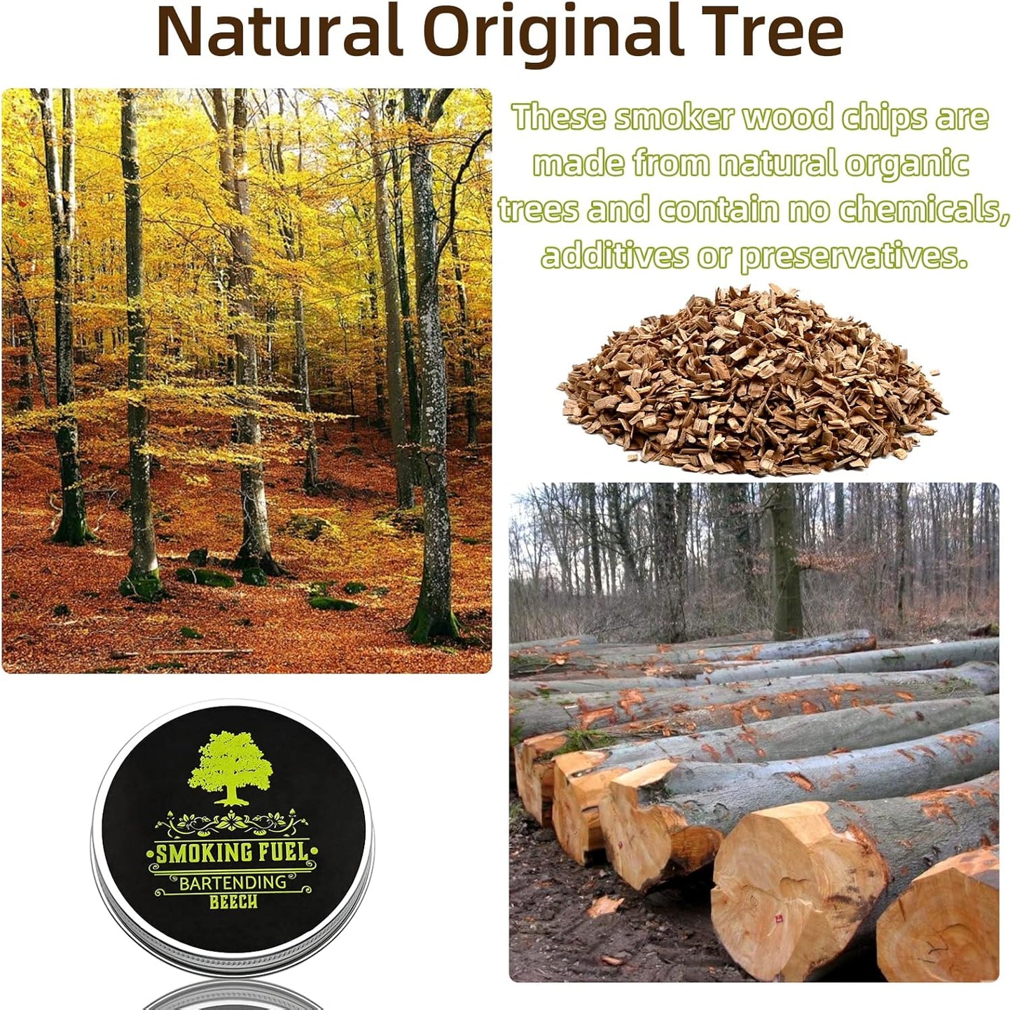 Smoking Wood Chips Cocktail Smoker, 8 Flavors Natural Wood Chips Including Cherry, Apple, Hickory, Beech, Pear, Walnut, Peach, Oak, Sawdust for Husband Father's Gift Smoke Gun Cocktails Drinks Food