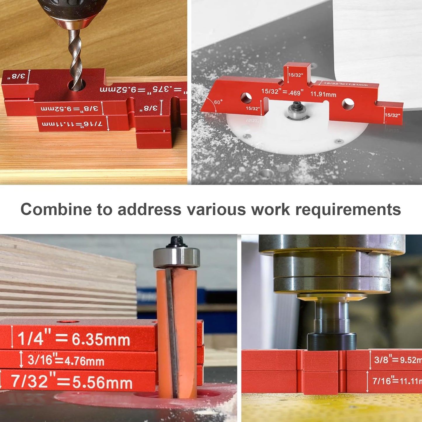 Setup Blocks Woodworking 14Pcs Aluminum Setup Bars with Case Setup Blocks Height Gauge Set Table Setup Blocks for Woodworking Tools Router Table Saw Height Depth Angle Fence Alignment Gauge Set
