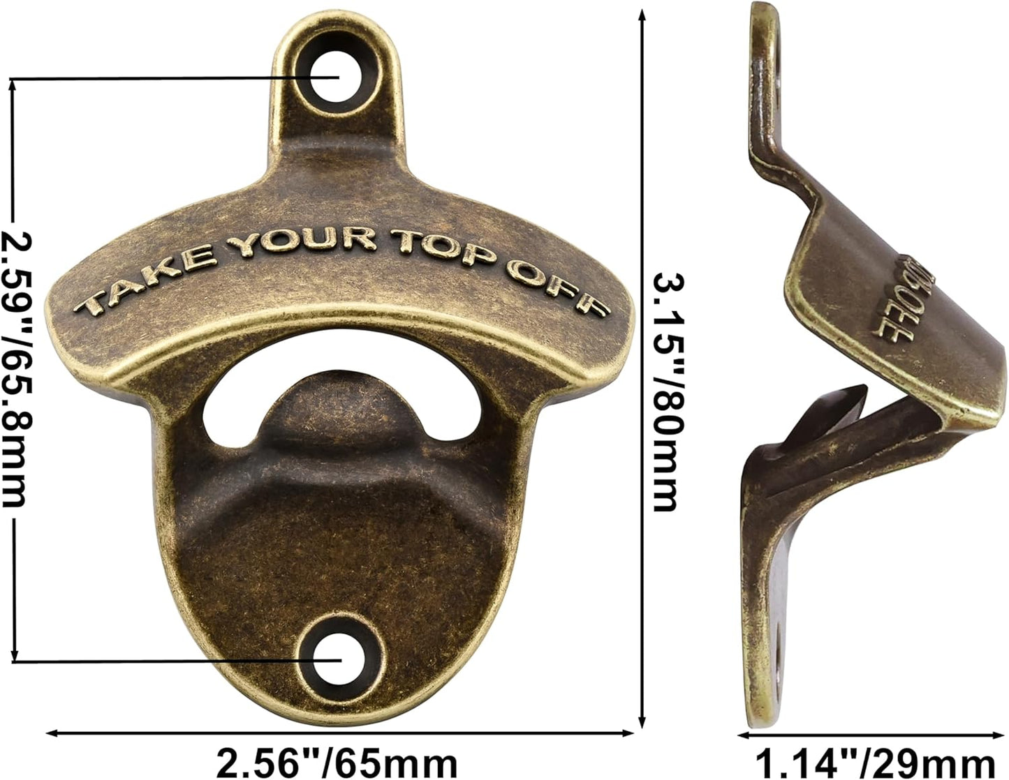 Vintage Wall Mounted Bottle Opener Bronze, Stainless Cooler Mount Bottle Cap Opener for Beer Lovers Gifts