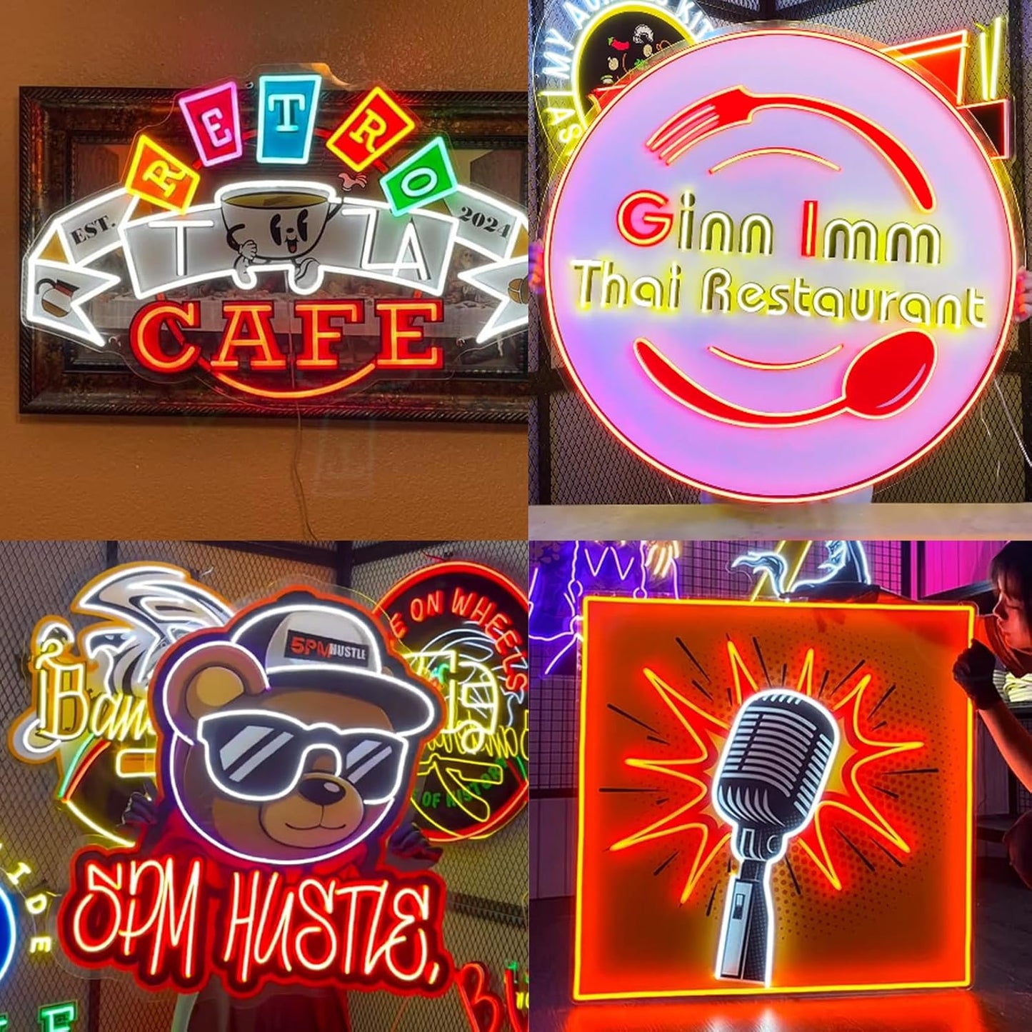 Custom Neon Sign Logo, Plug/Battery Operated LED Shop Name Picture Logo Signs Personalized for Business Home Decor, Hanging/Wall Neon Light Customizable with UV Printed for Grill Bar Nail Office Room