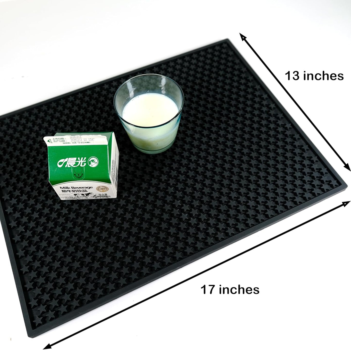 17x13 Inch Star Pattern Bar Mat Coffee Mat Utensil Mat Tool Mat for Countertop Anti Slip Cleaning and Drying (Black, 17*13)