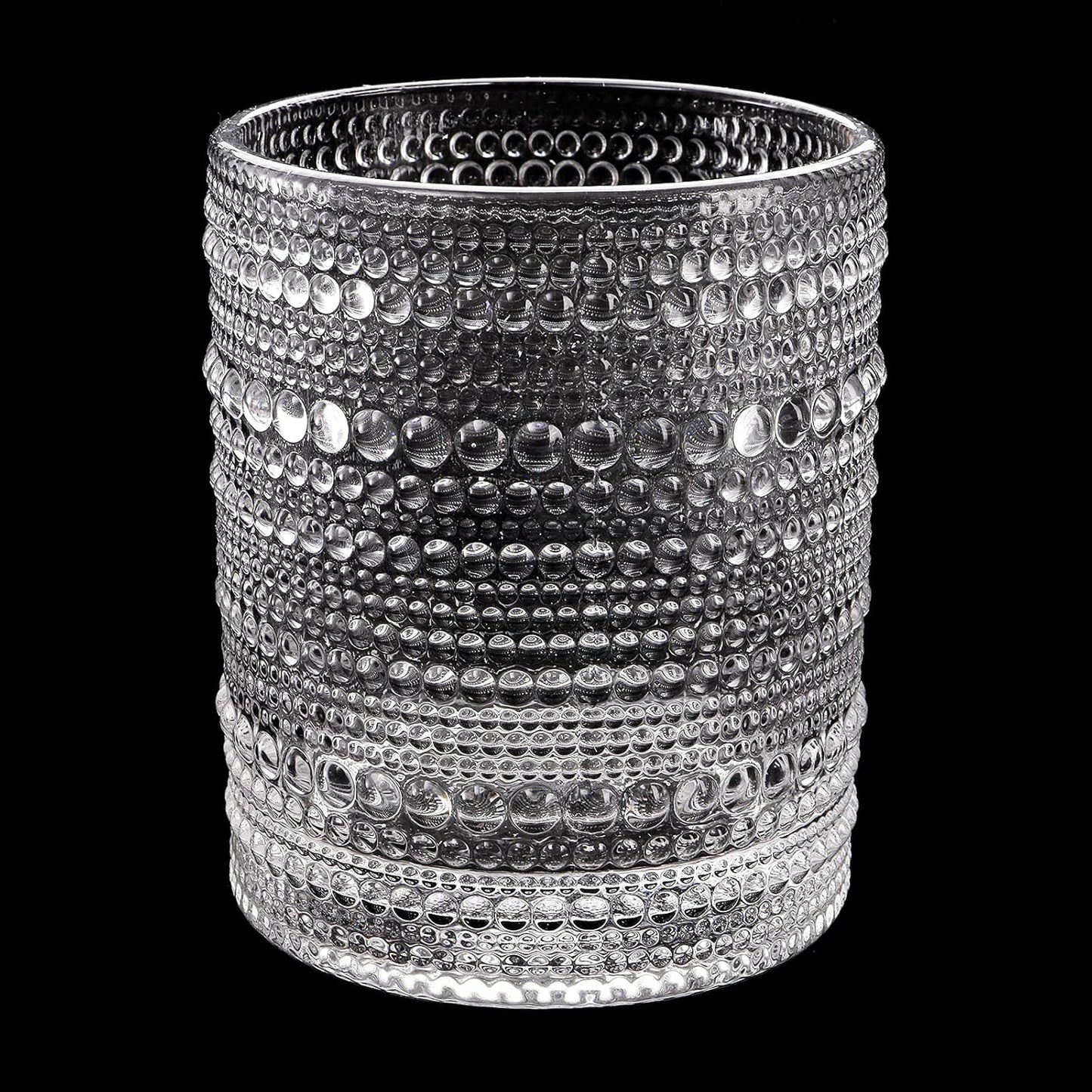 ZOOFOX Set of 6 Romantic Water Glasses, 12 oz Hobnail Glasses Tumbler, Clear Embossed Vintage Glassware Set for Beer, Cocktail, Soda, Beverages