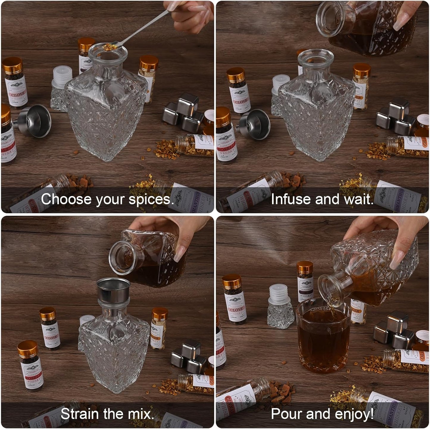 Premium Alcohol Infusion Kit | Complete Home Bar Set with Natural Botanicals, Recipe Guide & Tools for Whiskey, Vodka, Rum, Gin, Tequila & Cocktails, Valentine's Day Gift for Men, Husband, Him