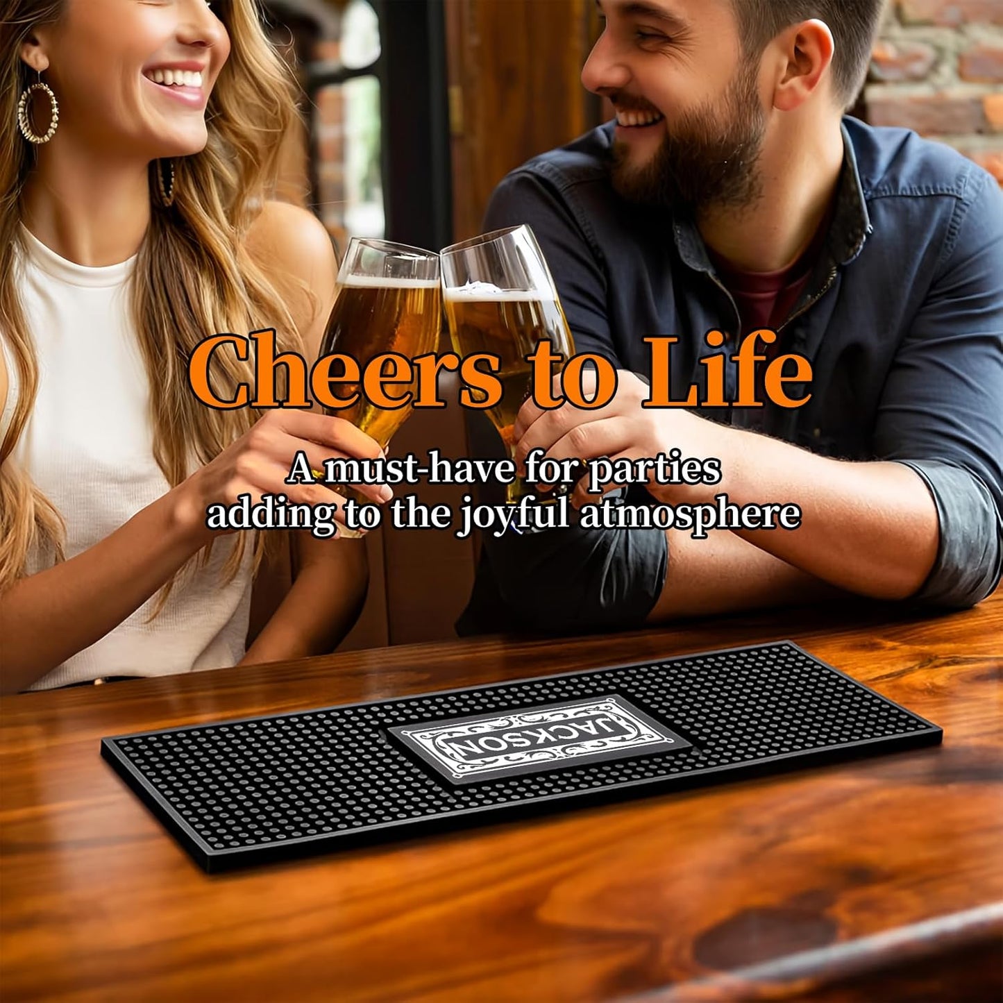 Personalised Bar Mat, Non-slip PVC Rubber Bar Mat, Custom Bar Name, Spill Mat for Countertop Home Bar Coffee Bar, Gifts for Bartender Drinking Lover Cocktail Lover Lover Newlywed, Beer Mat Decor