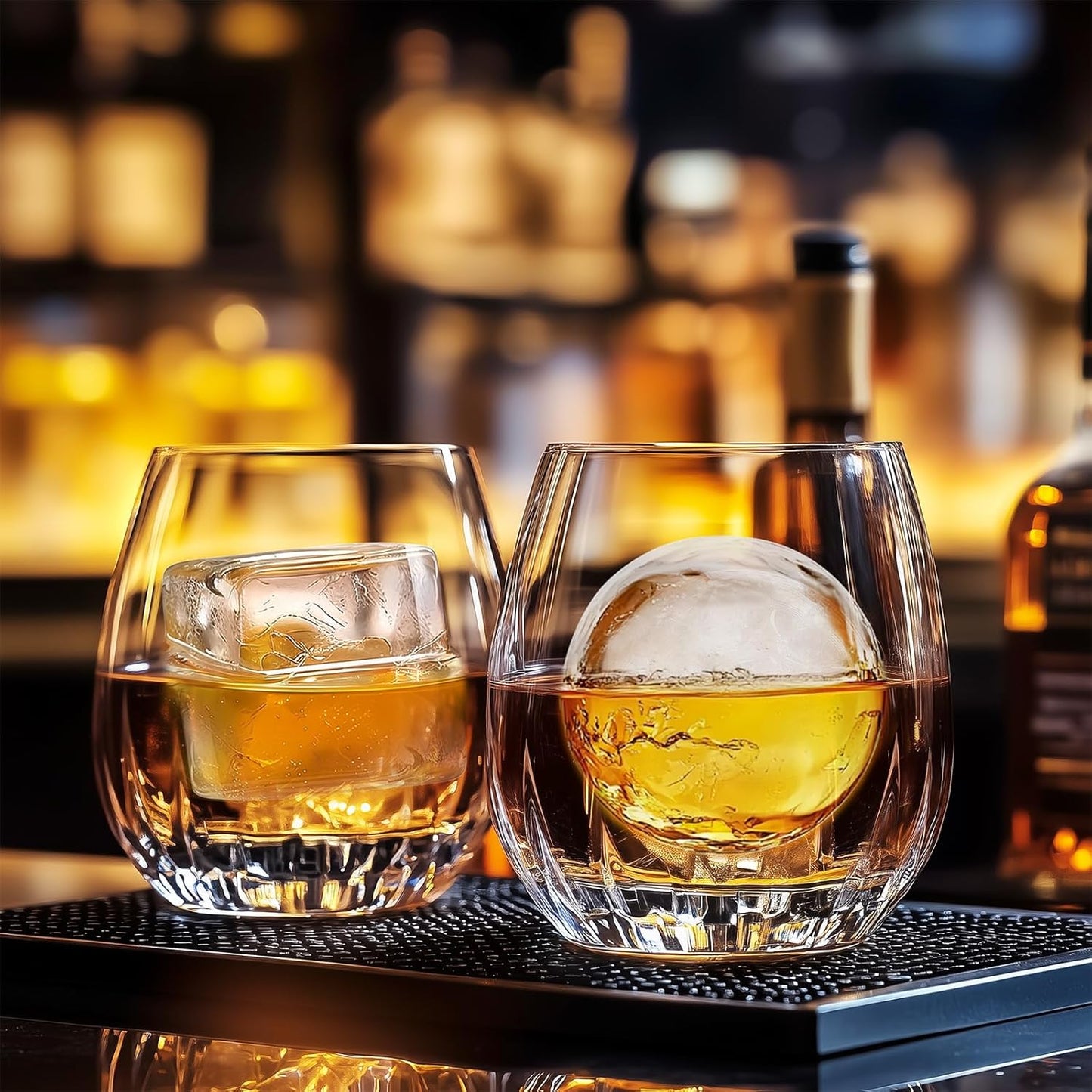 HONYAO Whiskey Ice Ball Mold - 1.8 Inch Silicone Maker With Individual Lid for Easy Fill and Release - 6 Round Sphere Molds for Cocktails and Bourbon