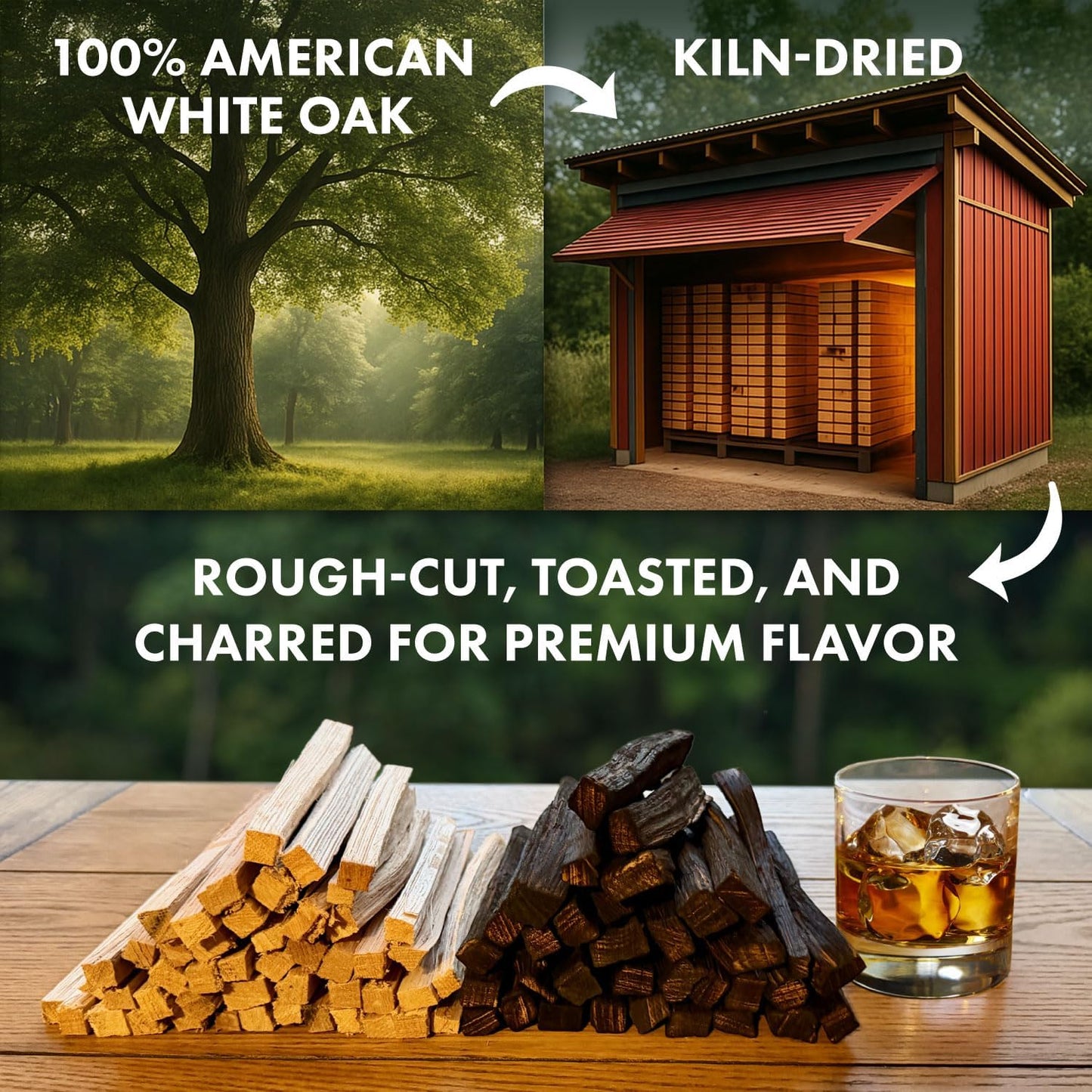 Kentucky Bourbon-Style Whiskey Infusion Aging Kit – Charred White Oak Sticks Staves – Age Clear Spirits into Rich Barrel Flavor in Weeks – Gift for Dad, Father, Husband, Groomsmen