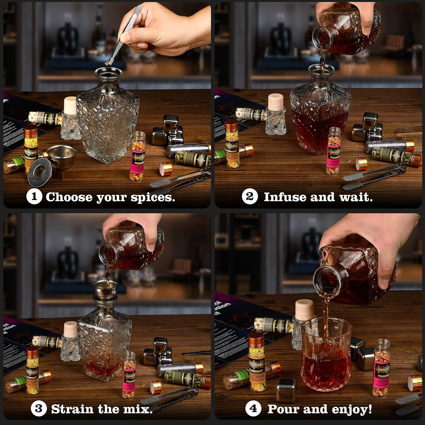 DIY Alcohol Infusion Kit, for Men – 16 Natural Spices for Whiskey, Rum, Vodka & Cocktails, Unique Gift for Birthday/Husband/Dad/Retirement