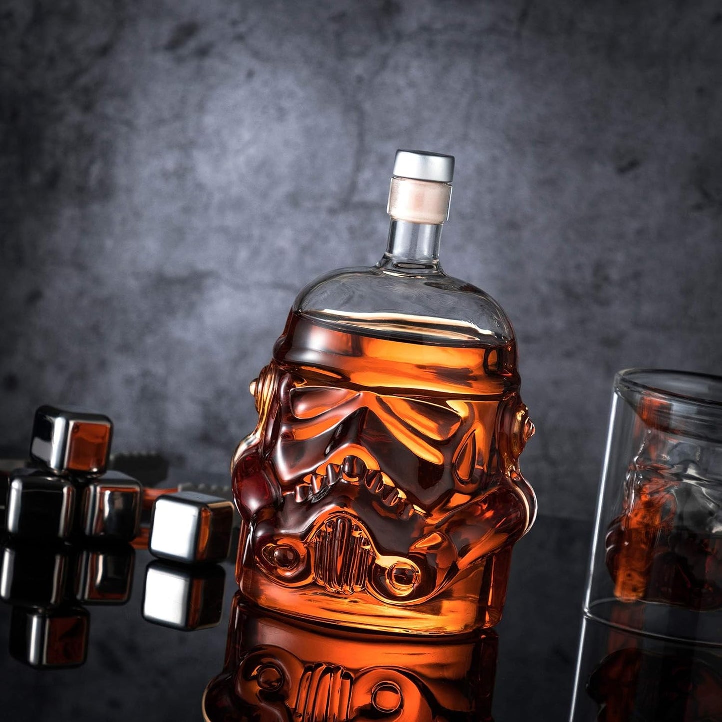 Whiskey Decanter Set Transparent Creative with 4 Glasses,Whiskey Flask Carafe Decanter with 4 Whiskey Stones and Tong,Whiskey Carafe,Glasses for Brandy,Scotch,Vodka,Gifts for Dad,Husband,Boyfriend