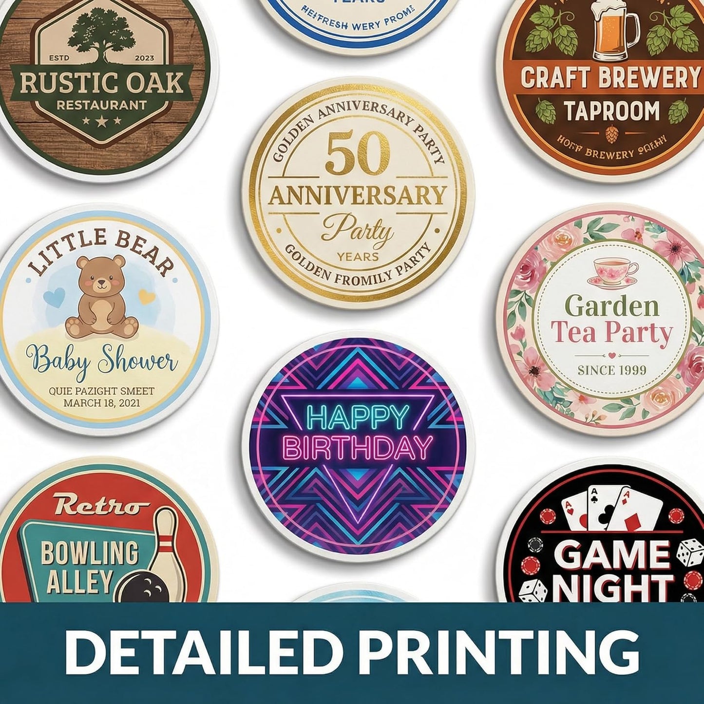 Custom Coasters - Personalized Pulpboard Coasters with Your Own Logo or Photo (10-1000 Pack) (4 inch Round)