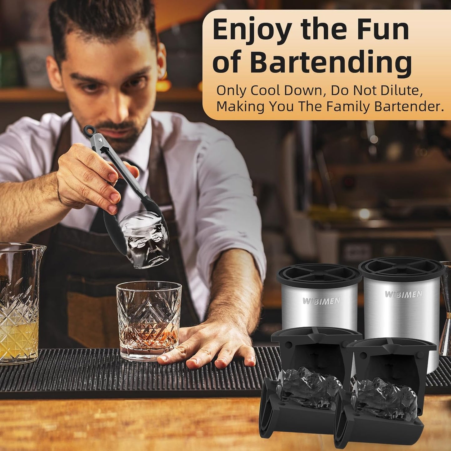 Clear Ice Cube Maker, 2 Pack Stainless Steel Clear Ice Maker for Old Fashioned Whiskey lover, Bourbon, Cocktail Gifts for Men on Birthday or Holiday, 2" Easy-Release Ice Ball Maker Mold