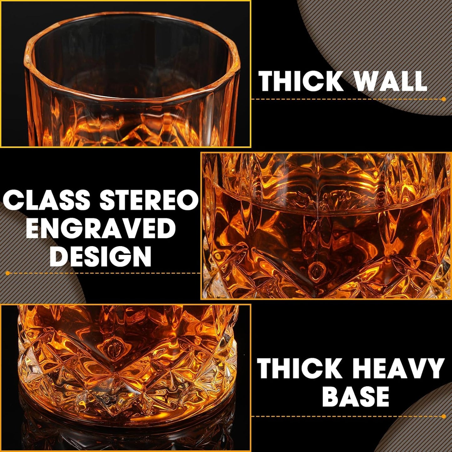 Yaomiao 24 Pcs Old Fashioned Whiskey Glasses Bulk 10 Oz Bourbon Glass Cocktail Rocks Glasses for Whiskey Bourbon Liquor and Cocktail Drinks Gift