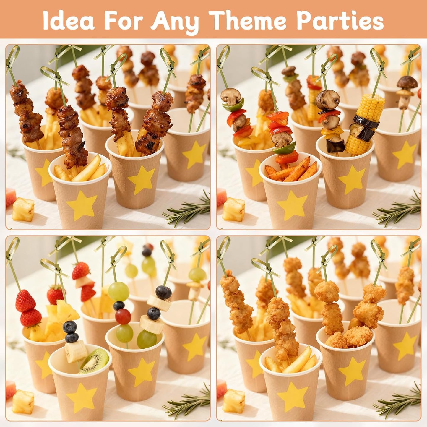 500Pcs Bamboo Cocktail Picks for Appetizers, 4.7 Inch Fancy Toothpicks for Appetizers, Decorative Bamboo Knot Skewers Cocktail Toothpicks for Drinks Food Fruit, Charcuterie Toothpicks
