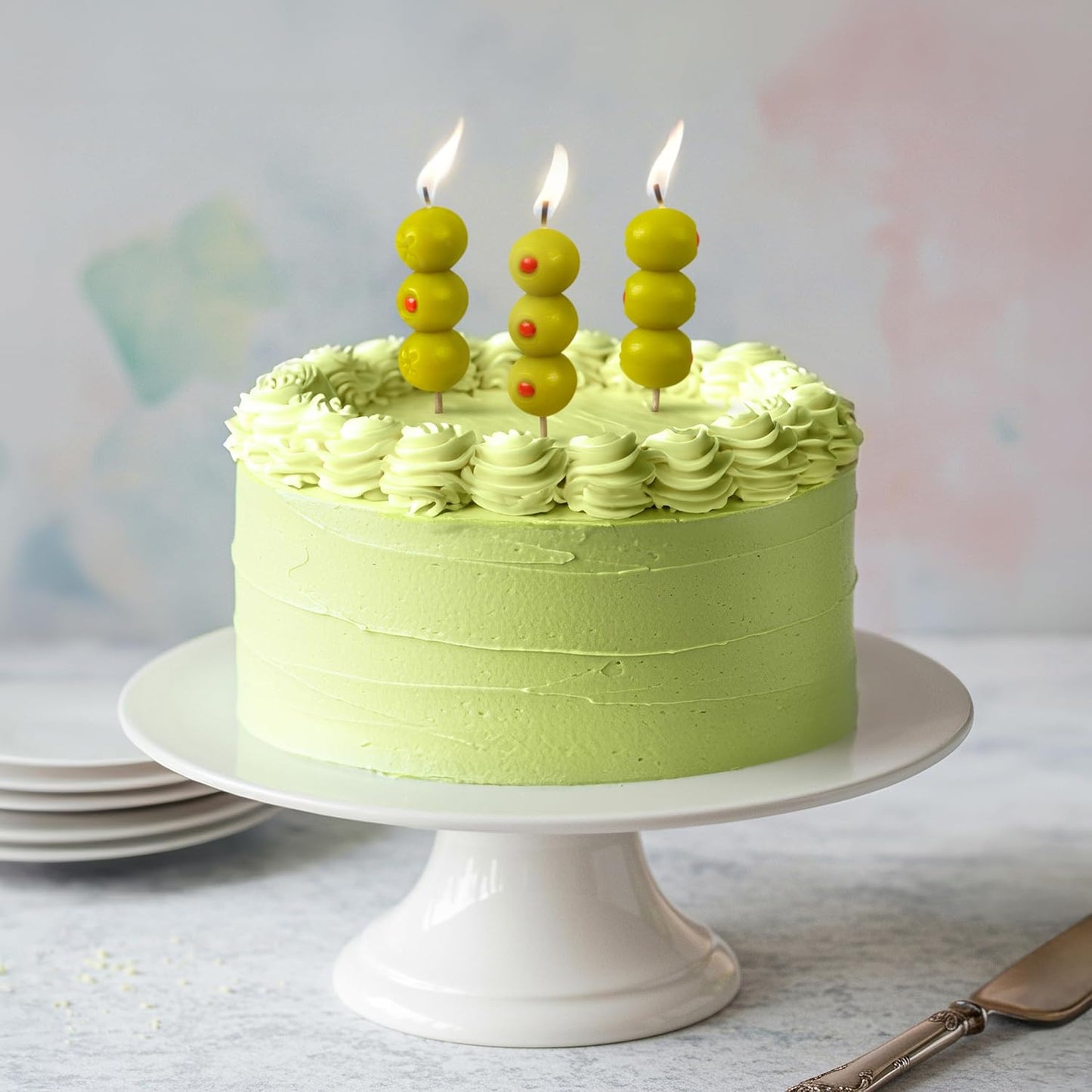 Genuine Fred Cocktail Party Olive Birthday Candles – Set of 6 Martini Olive Celebration Candles with Wooden Picks – Fun Decoration for Parties, Birthdays, and Happy Hour