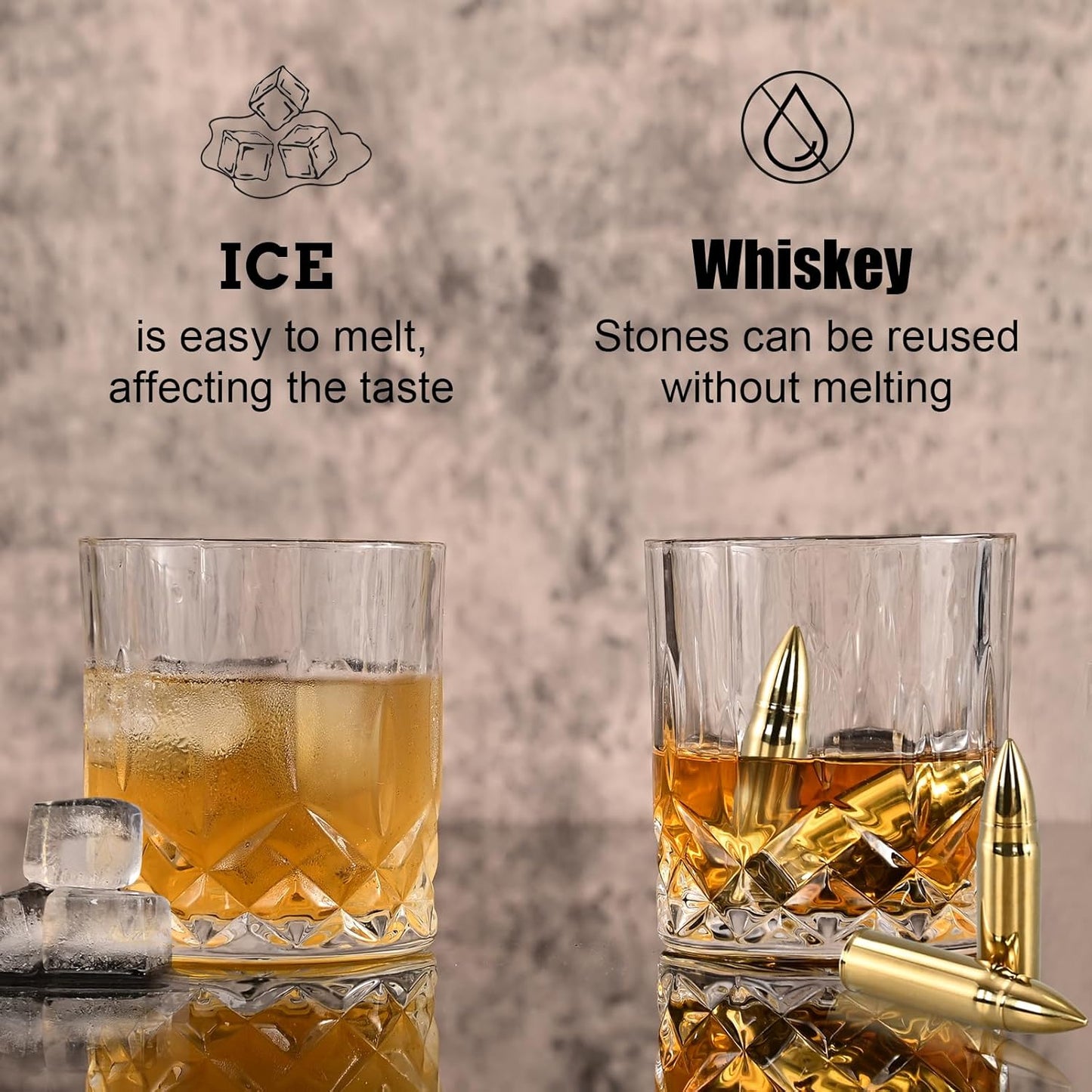 EooCoo Fathers Day Dad Gifts, Whiskey Stones Gift Set with 6 Pcs Stones and Box, Reusable Ice Cubes for Drinks, Cool Gadgets Bourbon Mens Gifts for Dad, Husband, Whiskey Lover