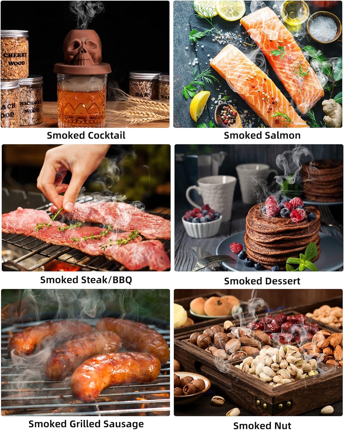 Natural Wood Chips for Cocktail Smoker - 8 Flavors - for Cocktail Parties, Fast-Burning Smoking Chips Compatible with Electric Whiskey Smokers & Smoke Guns, Smoker Accessories Gift Set for Men