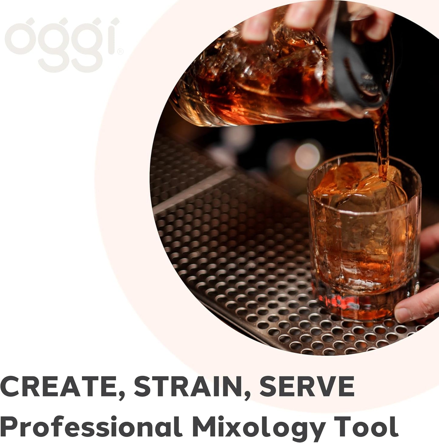 OGGI Cocktail Mixing Glass & Strainer Set - Elegant Bar Mixing Set with 16oz Glass Beaker, Essential Mixology Bartender Kit, Old Fashioned Kit, Includes Stainless Steel Hawthorne Strainer