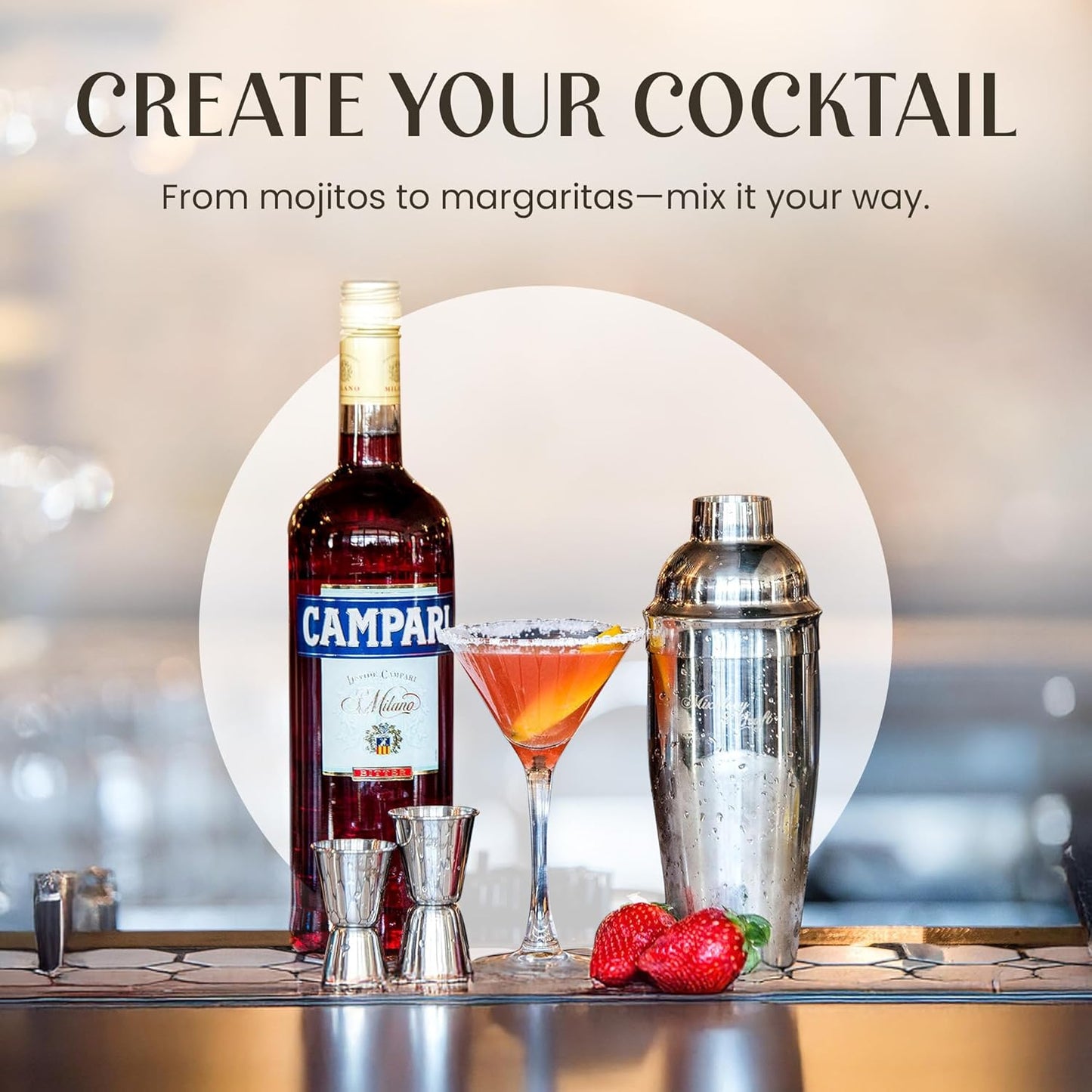 Mixology & Craft All-in-One Stainless Steel Cocktail Shaker Kit with 24 oz Cobbler Shaker, Includes Strainer, Muddler, Spoon, Jiggers, Pourers, Picks, Tongs, Bottle Opener - Gift-Ready Package Tube