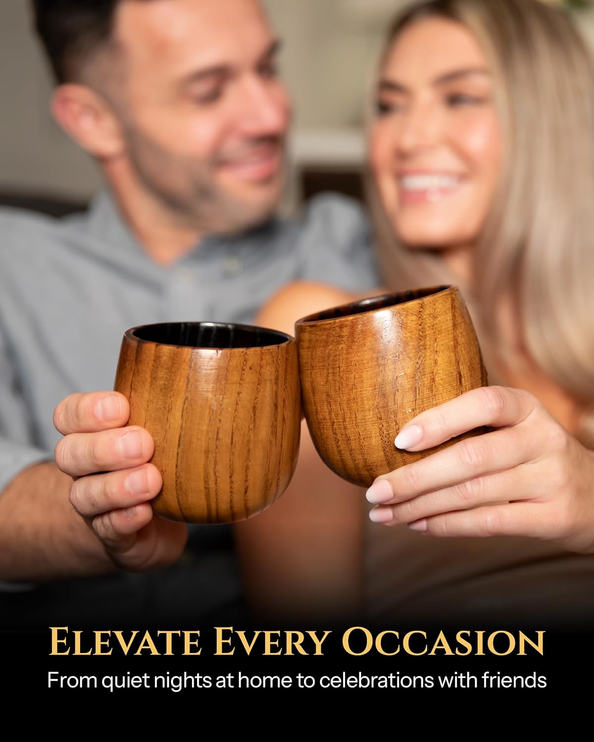 Handmade Charred Wooden Whiskey Glass - Charred Wooden Bourbon Drinking Glass - Wood Bourbon Glasses Gifts for Men - Artisan Oak Whiskey Tumbler (2pack)