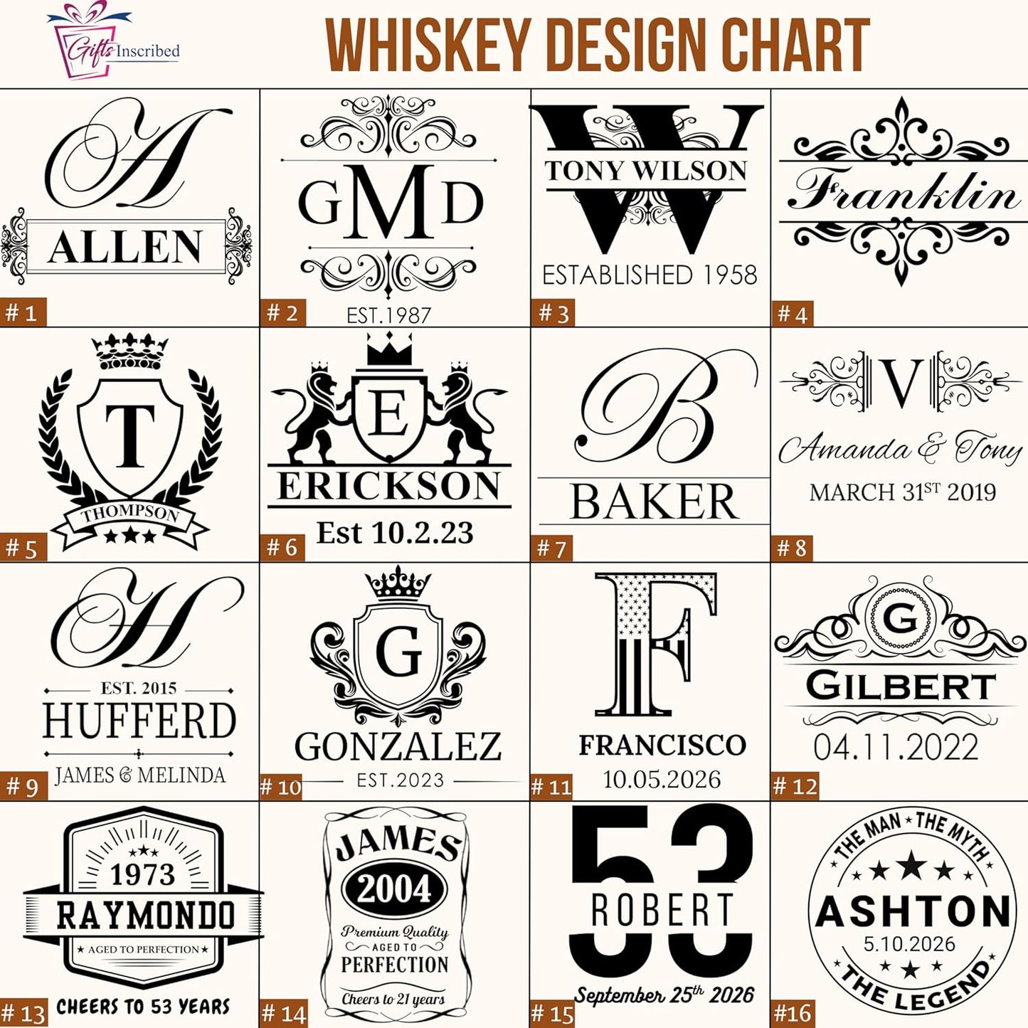 Gifts Inscribed Custom Whiskey Decanter Bottle (750 ml) - Personalized Glass Liquor Decanter Set - Customized Glassware - Engraved Whisky Glassware Gift for Wedding, Groomsman, Anniversary, Birthday