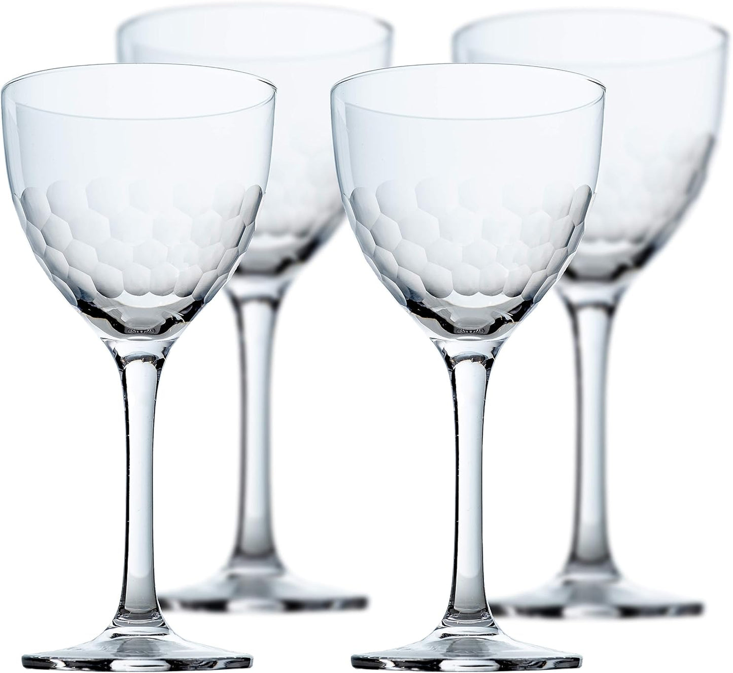 Amehla "Hive Honeycomb Nick & Nora Cocktail Glasses, 5oz Coupe Martini Glasses Set, for Manhattan, Bee's Knees, Espresso Martini & other Craft Cocktails (Pack of 4)