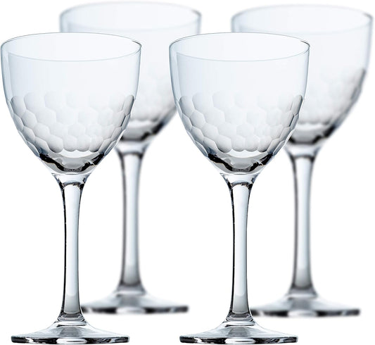 Amehla "Hive Honeycomb Nick & Nora Cocktail Glasses, 5oz Coupe Martini Glasses Set, for Manhattan, Bee's Knees, Espresso Martini & other Craft Cocktails (Pack of 4)