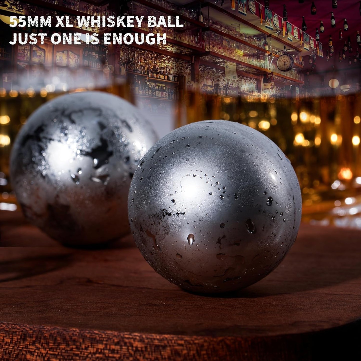 Whiskey Set Gifts for Men - Whisky Glass Set with 2 Large Stainless Steel Chilling Balls -Father's Day Anniversary Birthday Gifts for Men Dad Husband Him Boyfriend