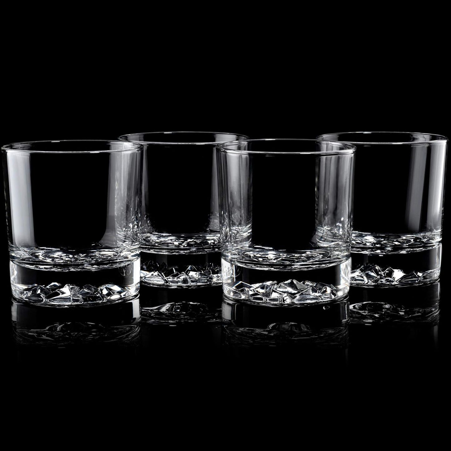 Whiskey Glass Set of 4 with Brilliant Mountain Imprint. Perfect for Whiskey, Bourbon, Scotch and Cocktails. Classic Design with a Modern Touch. Best Large 11.5 Ounce Premium Tumblers.