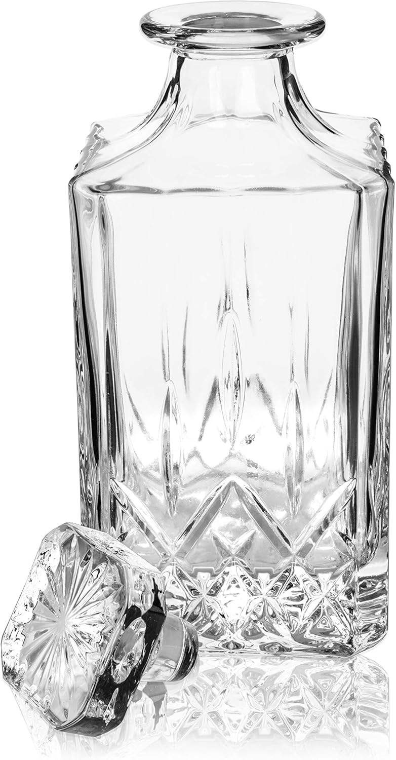 Viski Admiral Whiskey Decanter with Stopper, Elegant Liquor Decanter for Bourbon, Scotch, Spirits, Wedding Gifts, Man Cave Essentials, Home Bar Accessories, 30 oz (887 ml)