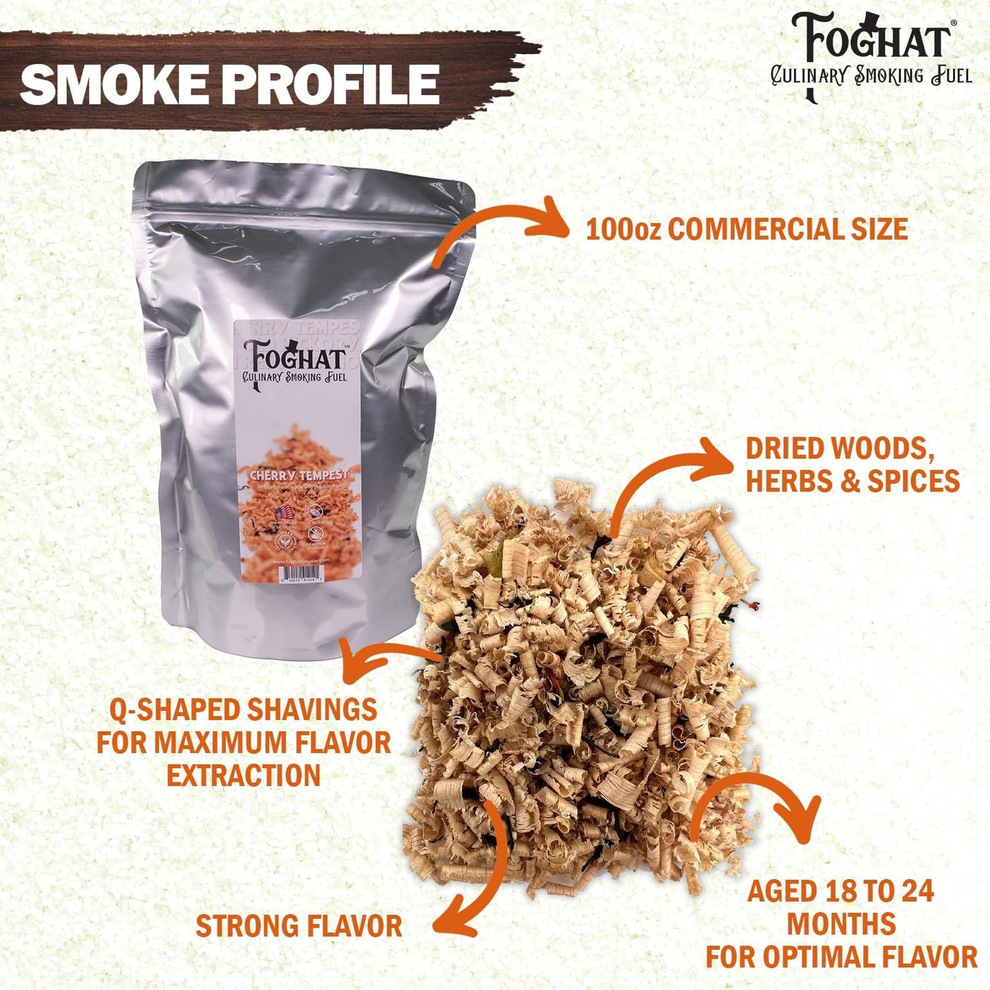 Foghat Cocktail Smoker Wood Chips - 100oz Cherry Tempest Shavings for Smoker, Whiskey & Drink Infuser Kit - All Natural, Culinary Wood Smoking Chips for Cocktail Smoke Gun & Drink Smokers - Bulk Pack
