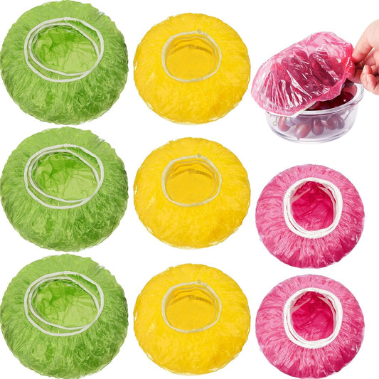 Boao 360 Pieces Reusable Elastic Food Bowl Storage Covers 3 Size Colorful Bowl Covers Dish Plate Plastic Cover for Family Outdoor Picnic
