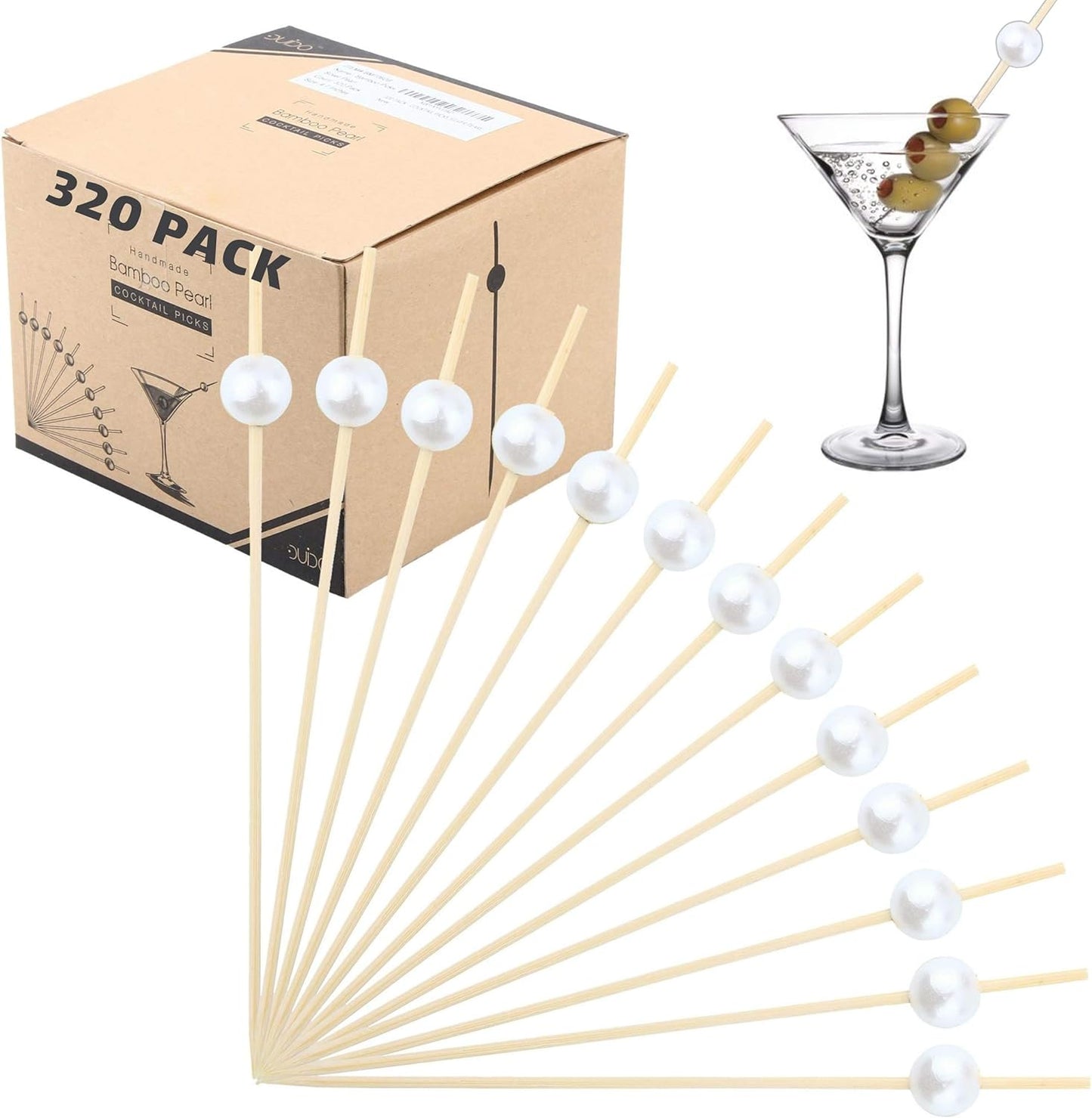 Cocktail Toothpicks for Appetizers - (Pack of 320) 4.75 Inch Decorative Toothpicks for Appetizers, Cocktail Picks for Drinks – Fancy Toothpicks for Appetizers
