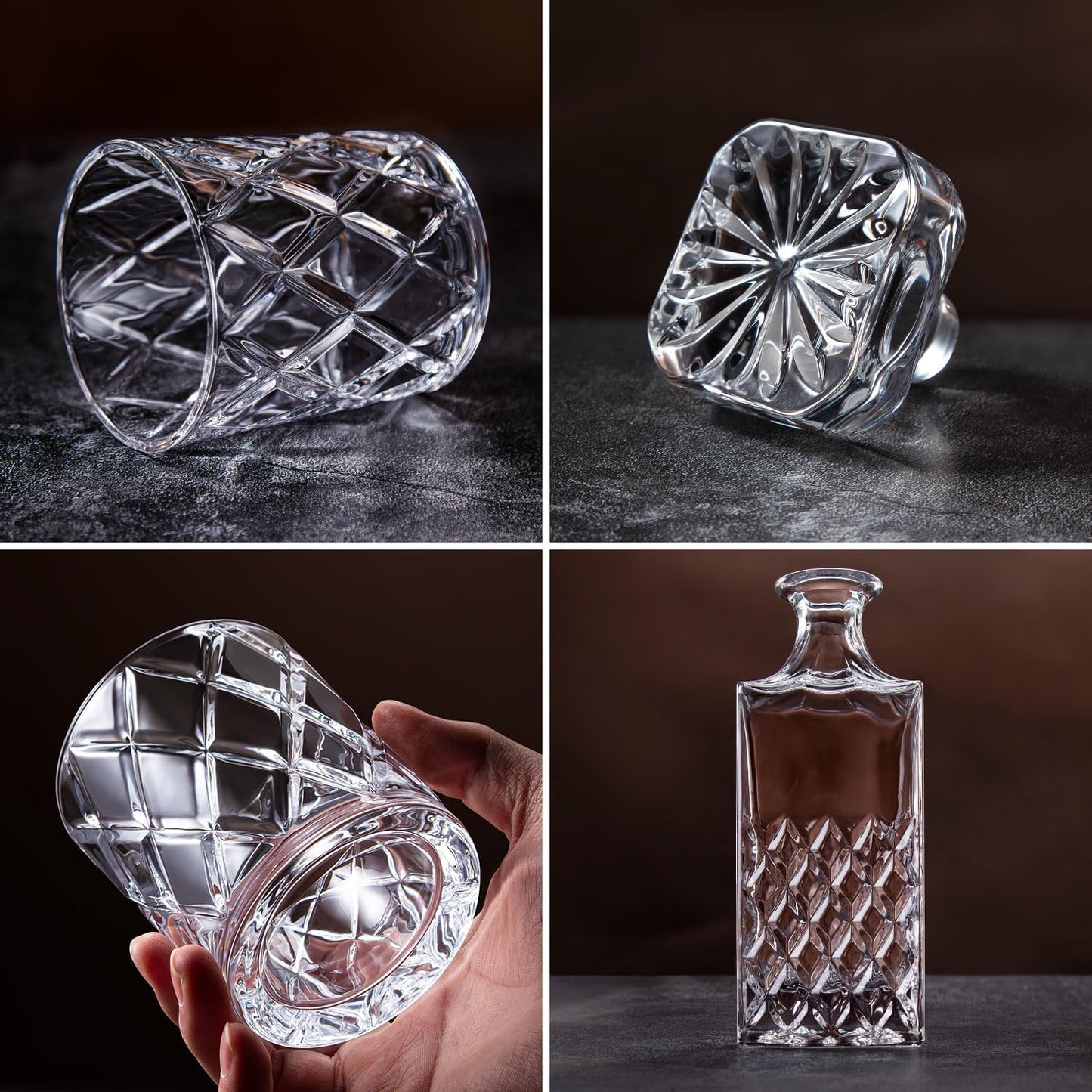LIGHTEN LIFE Whiskey Decanter Set, Italian Crystal Decanter with 4 Whiskey Glasses in Gift Box - Bourbon Decanter for Scotch, Liquor - Birthday, Anniversary Bourbon Gifts for Men, Dad, Husband