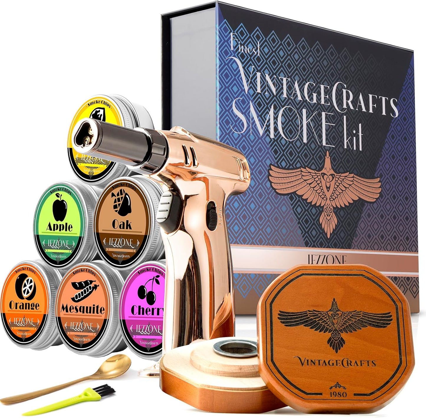 Cocktail Smoker Kit with Torch, Bourbon Smoker Kit, Old Fashioned Whiskey Smoker Kit, Smoker Whiskey Gift for Father's Day, Birthday Whiskey Gifts for Men, (Without Butane)